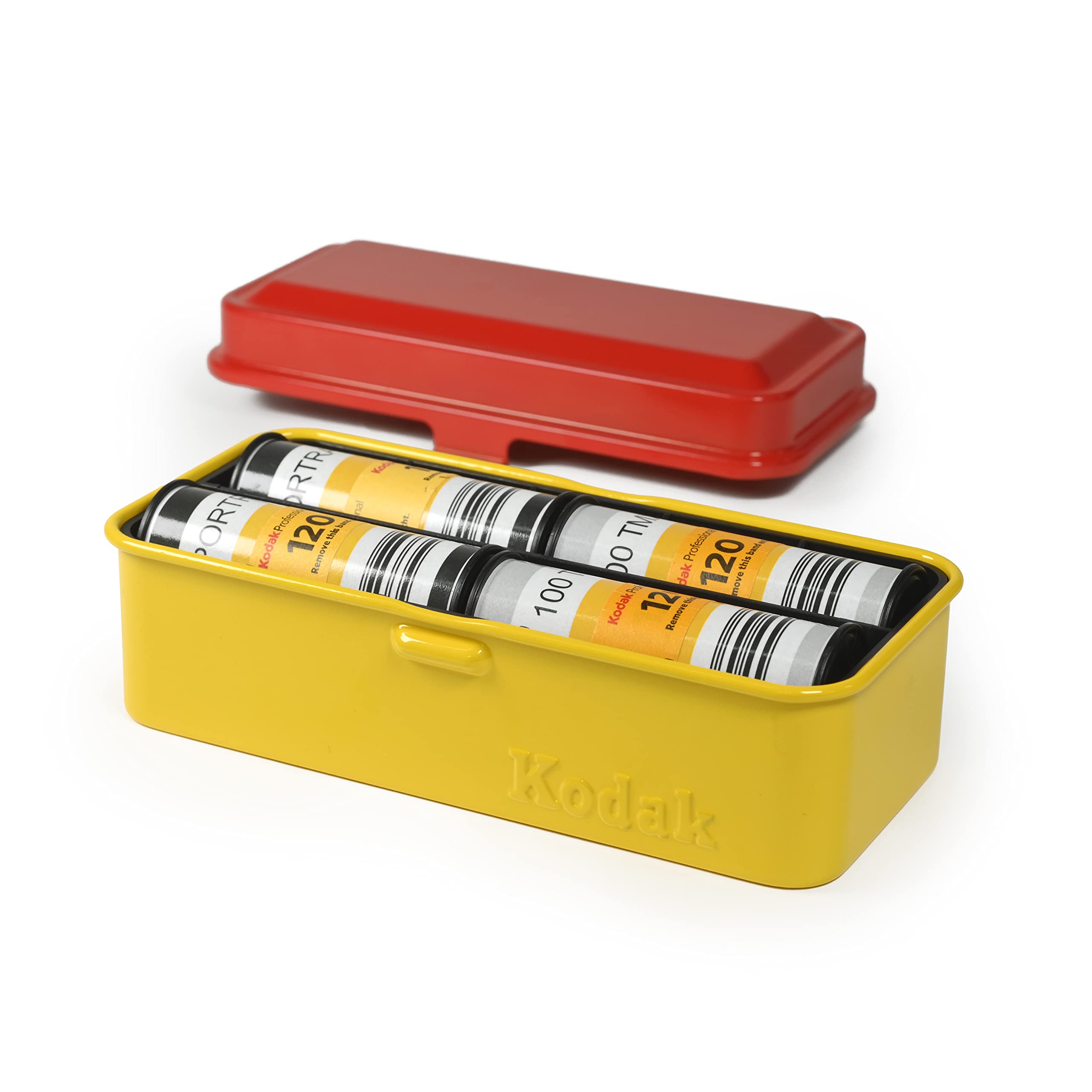Kodak 120/135 Film Case   For 8 Rolls Of 120 Films / 10 Rolls Of 35Mm Films   Retro Steel Case To Sort & Safeguard Film (Red) (F