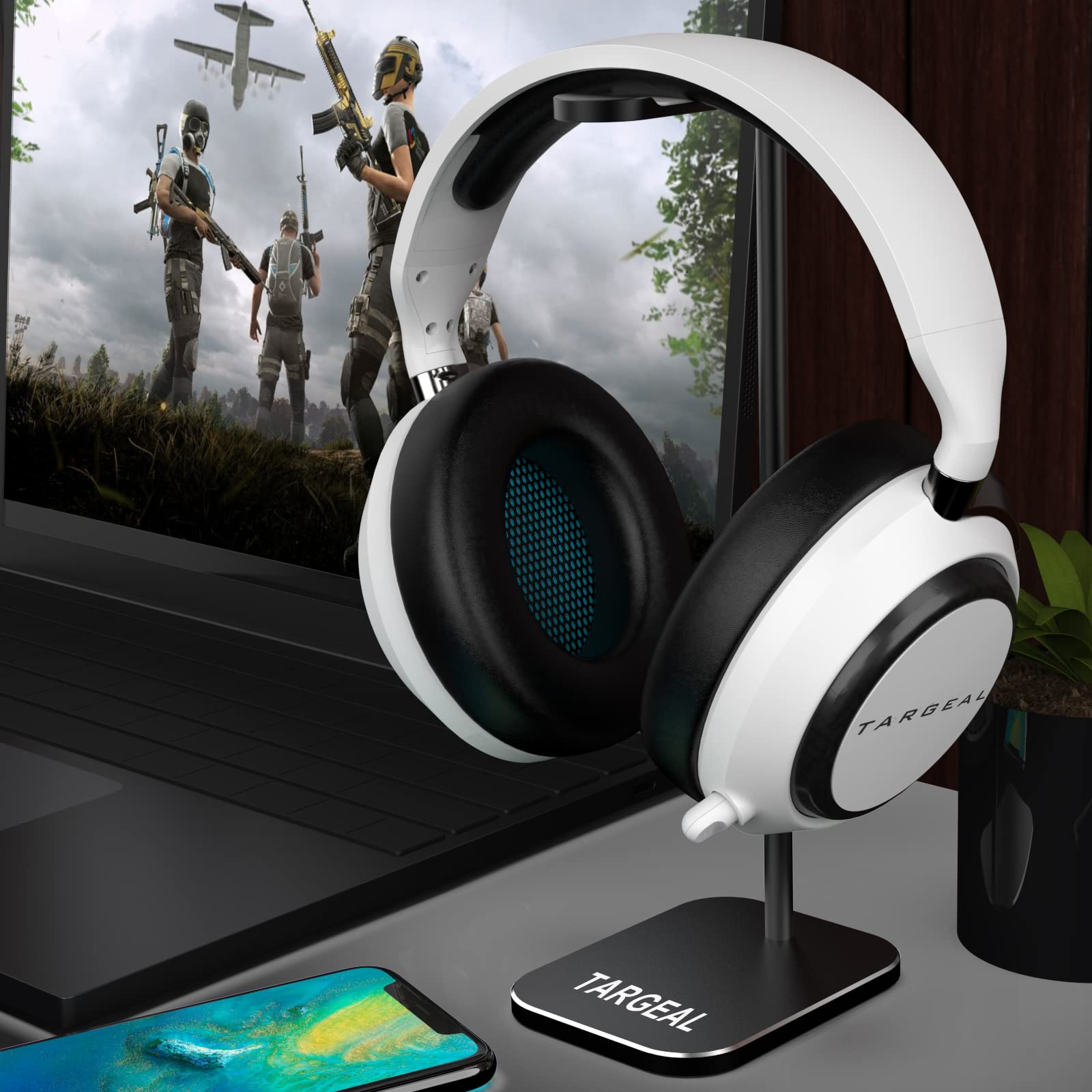 Targeal Headphone Stand - Aluminum Gaming Headset Holder For Desk - Computer Game Hardware And Accessories - Gamer Storage Gifts