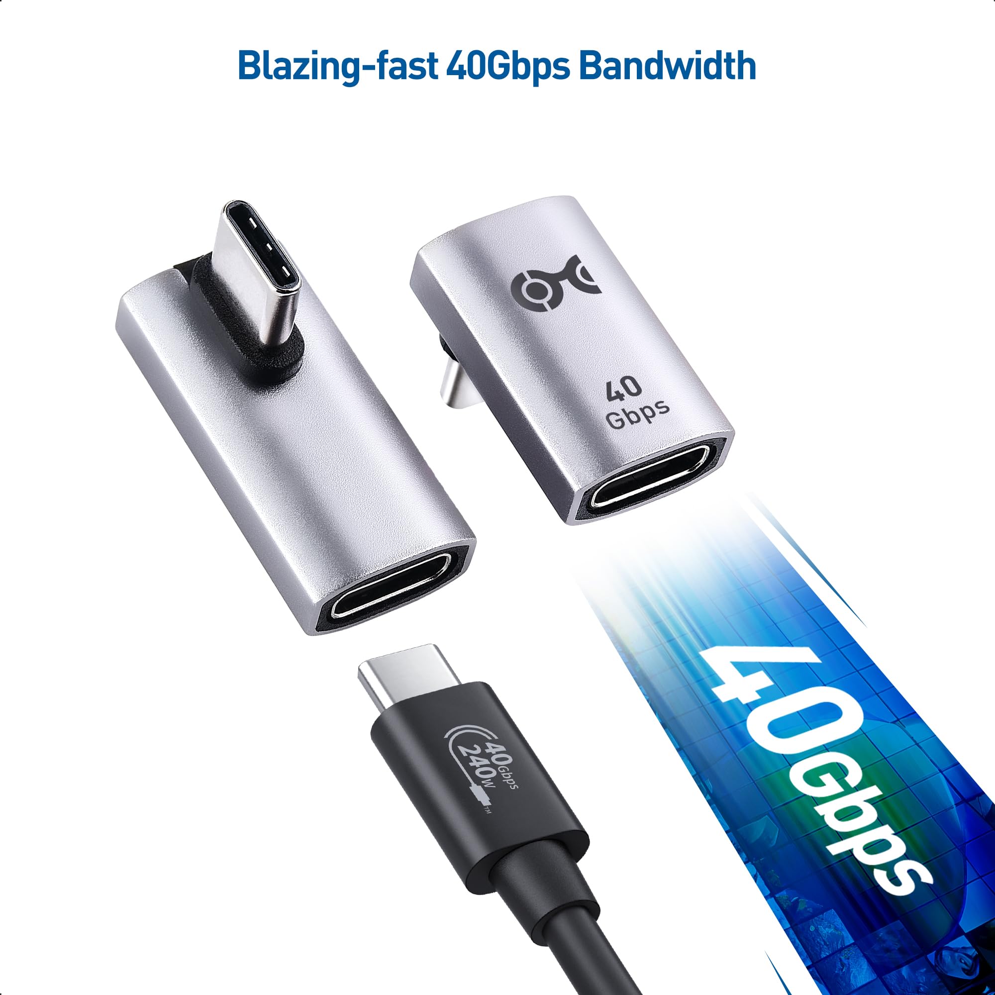 Cable Matters Combo Pack 40Gbps Vertical Right Angle USB C Adapter Kit, Up to [4K@240Hz Video, 240W Charging, 40Gbps] 90 Degree USB C Adapter, Compatible with Thunderbolt 4, iPhone 16, Steam Deck