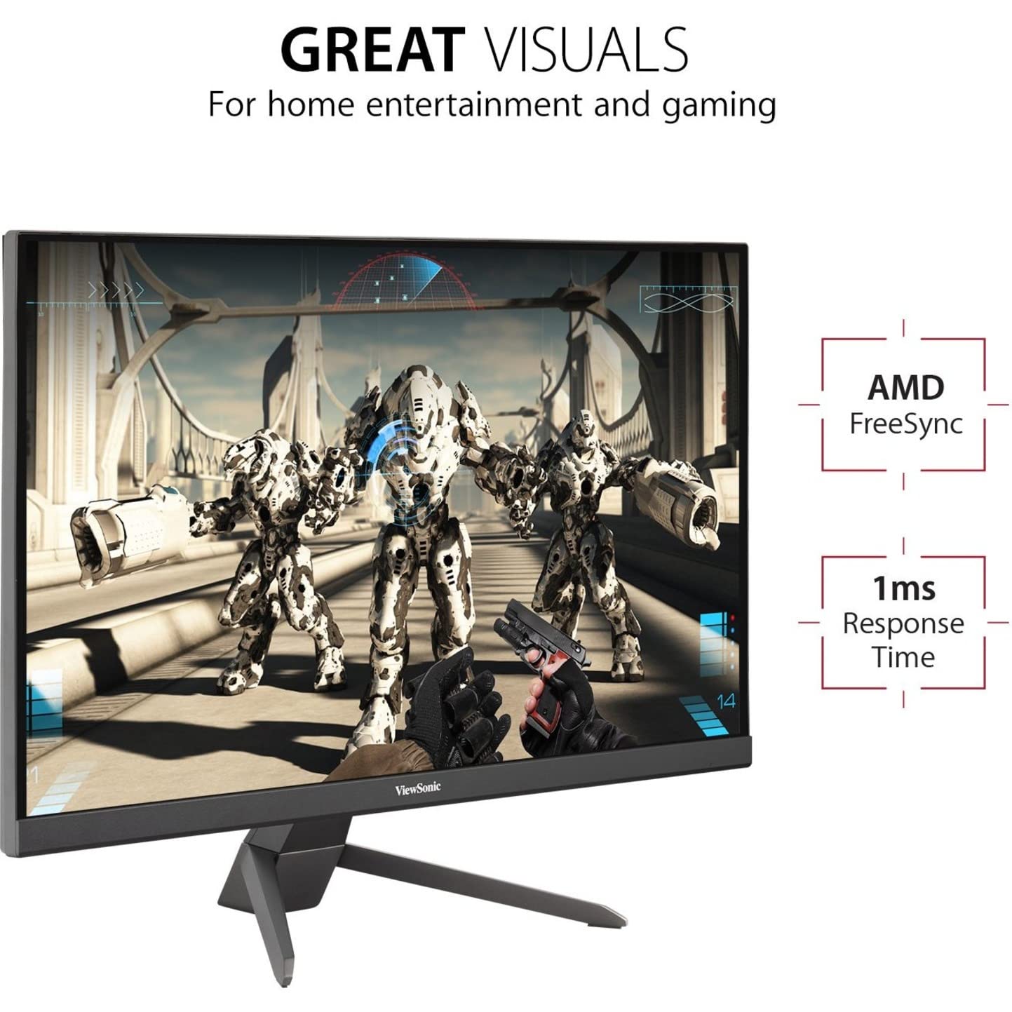 Viewsonic Vx2267 Mhd 22 Inch 1080P Gaming Monitor With 75Hz, 1Ms, Ultra Thin Bezels, Freesync, Eye Care, Hdmi, Vga, And Dp