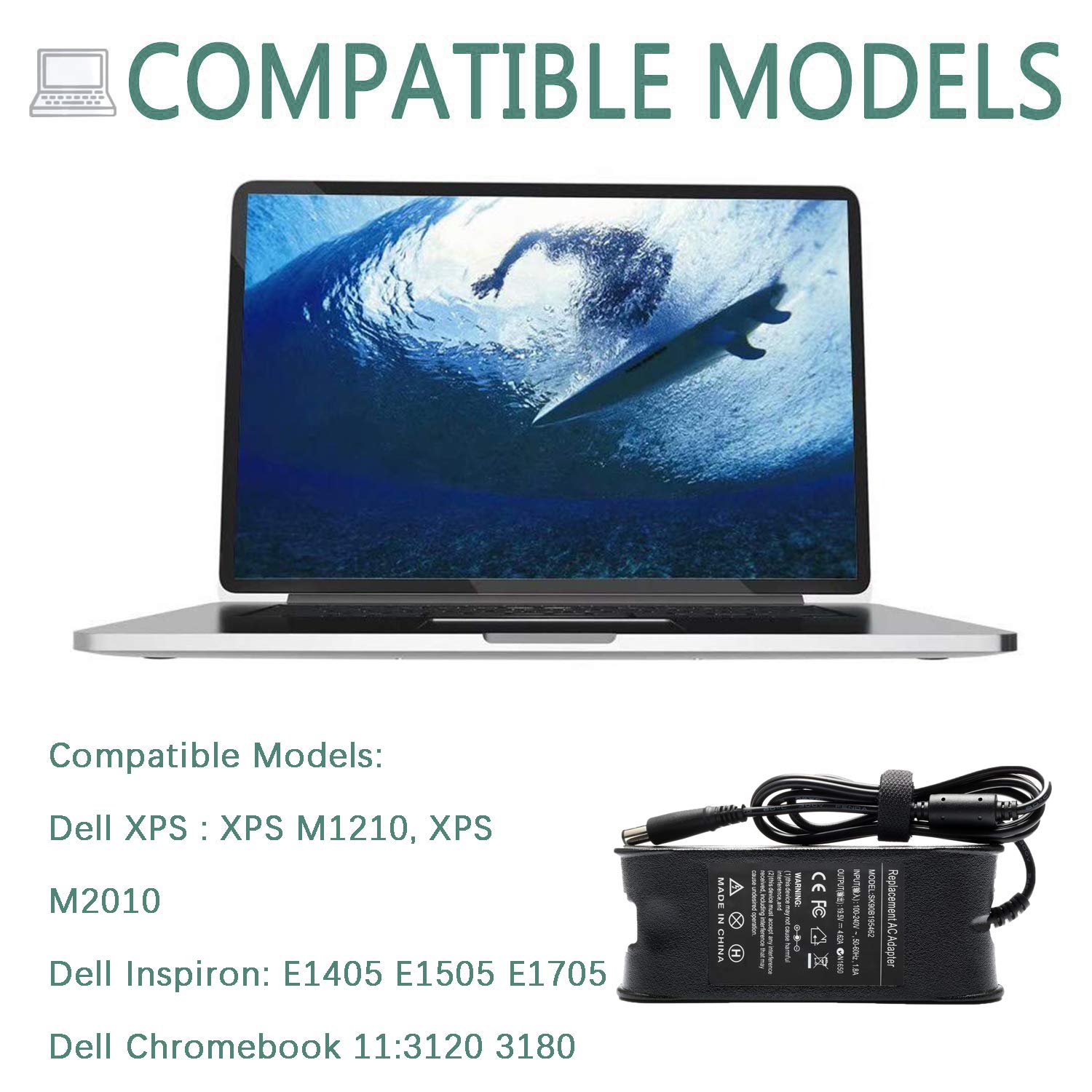 90W Laptop Charger For Dell Latitude 5540 5480 5580 7390 7420 7480 E6220 E6230 E6320 E6330 E6400 E6410 E6420 E6430 E6440 E6500 E6510 E6520 E6530 E6540 E7240 E7250 E7440 E7450 Laptop Power Cord