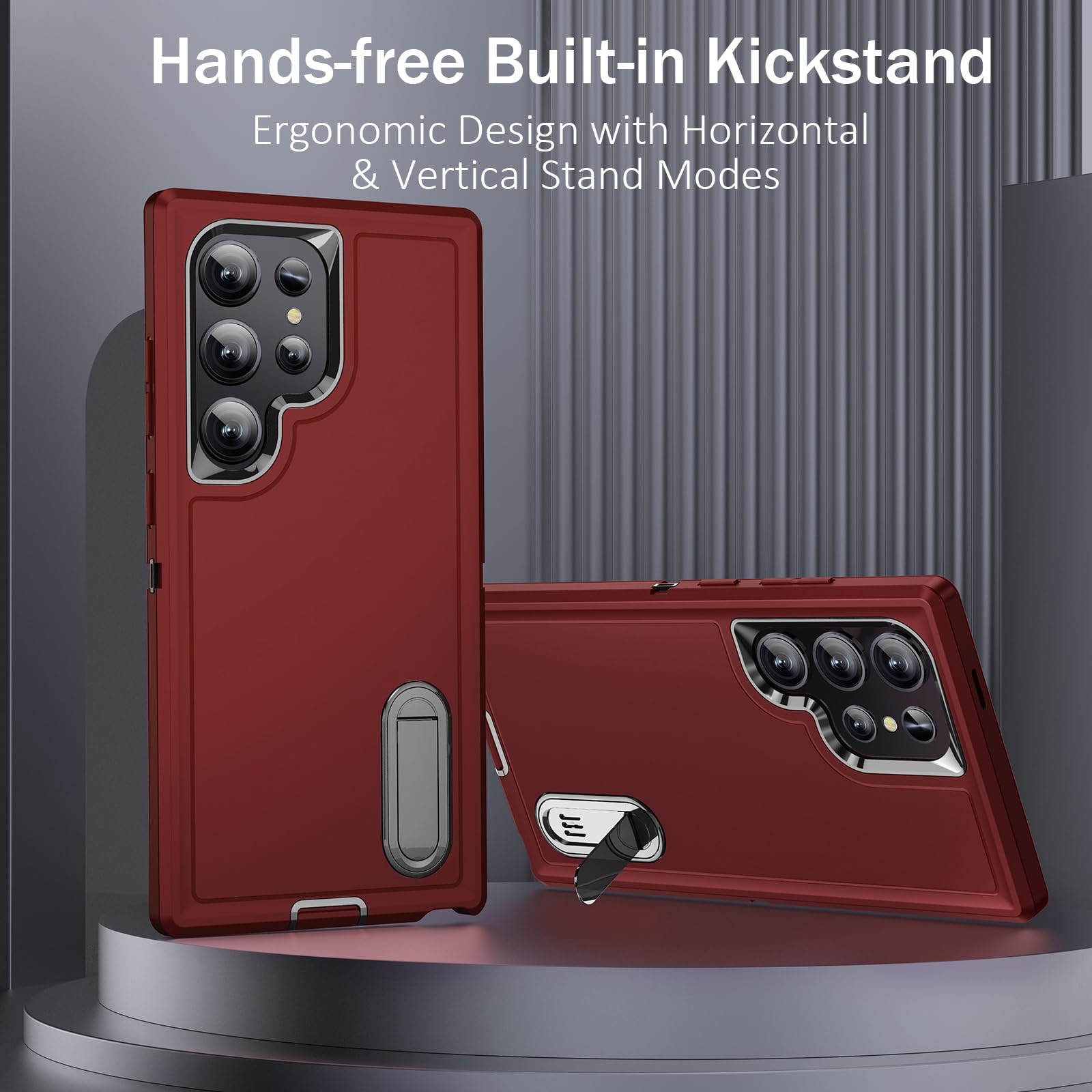 Bahahoues For Samsung Galaxy S24 Ultra Case For Samsung S24 Ultra Phone Case With Built In Kickstand, Shockproof/Dropproof Milit