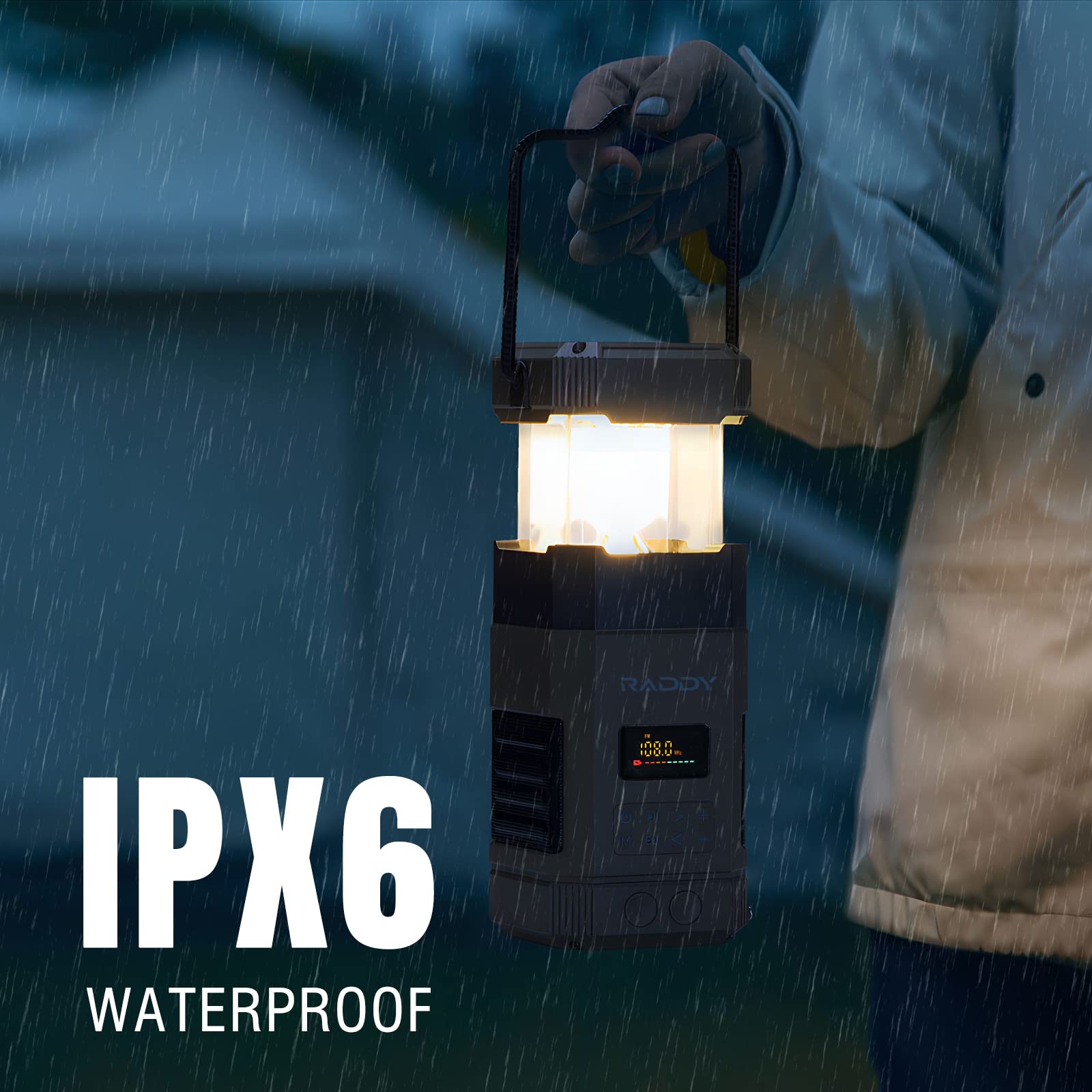 [10000Mah Waterproof] Raddy Sl10 Emergency Radio, Hand Crank Solar Camping Lantern, Ipx6 Wireless Bt Speaker, Am Fm Noaa, Flashl