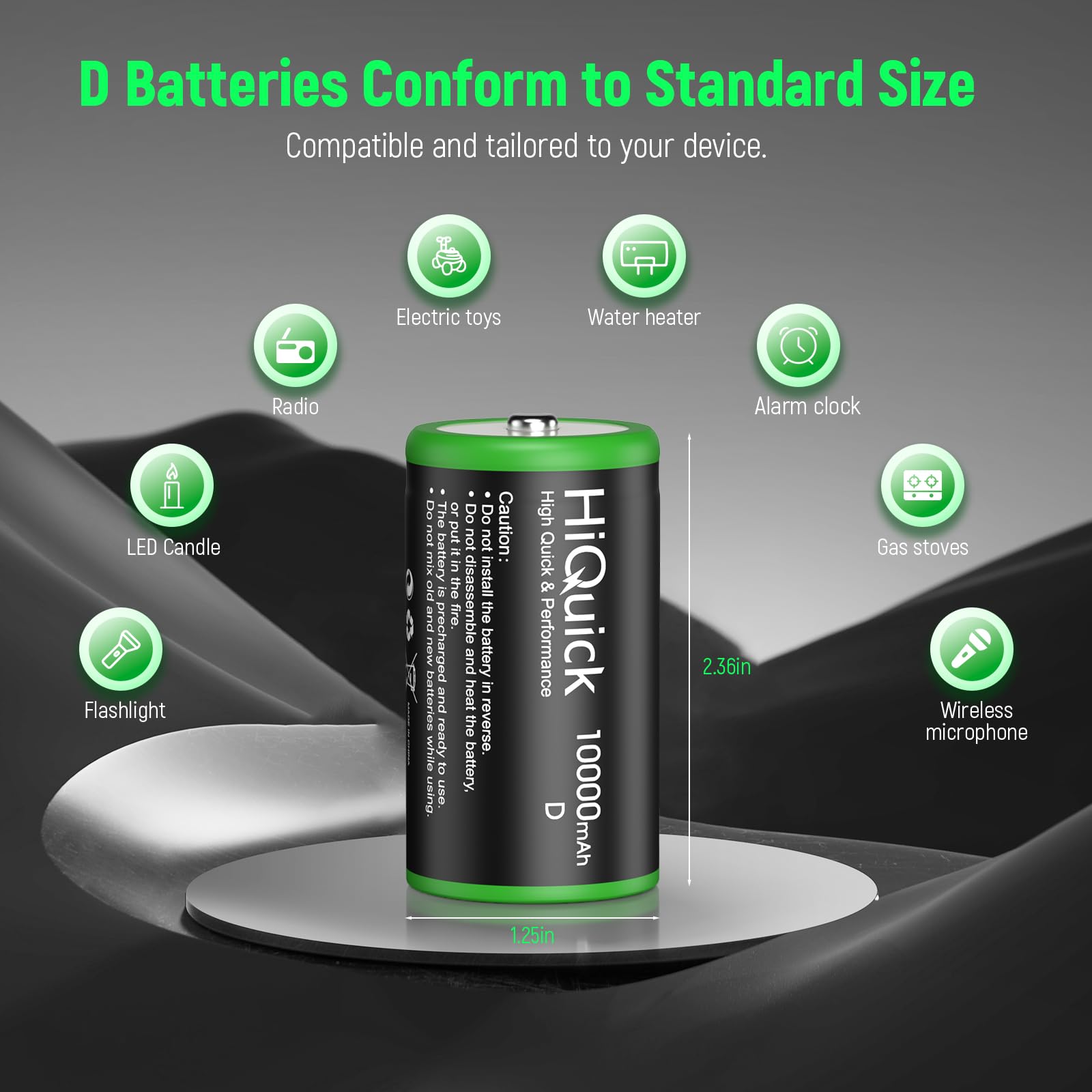 Hiquick Rechargeable D Batteries With Charger, 4 Bay Lcd Universal Battery Charger For 3.7V Lithium Ion 18650 21700 14500 26650