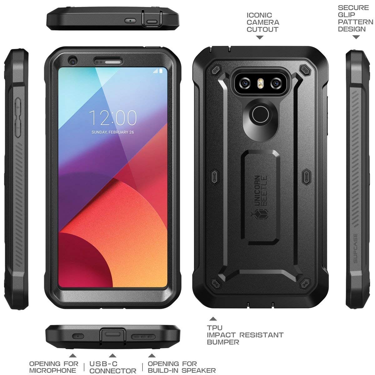 Supcase Lg G6 Case, Lg G6 Plus Case, Unicorn Beetle Pro Series Full-Body Rugged Case With Built-In Screen Protector For Lg G6 Ca