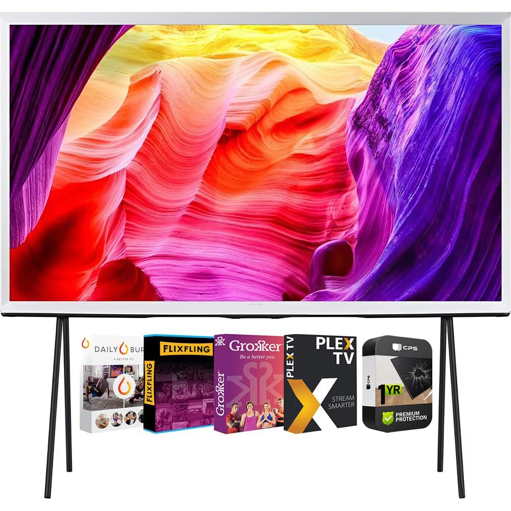 Samsung QN65LS01DAFXZA 65 Inch Class QLED 4K The Serif LS01D Series Quantum HDR Smart TV 2024 Bundle with Premiere Movies Stream