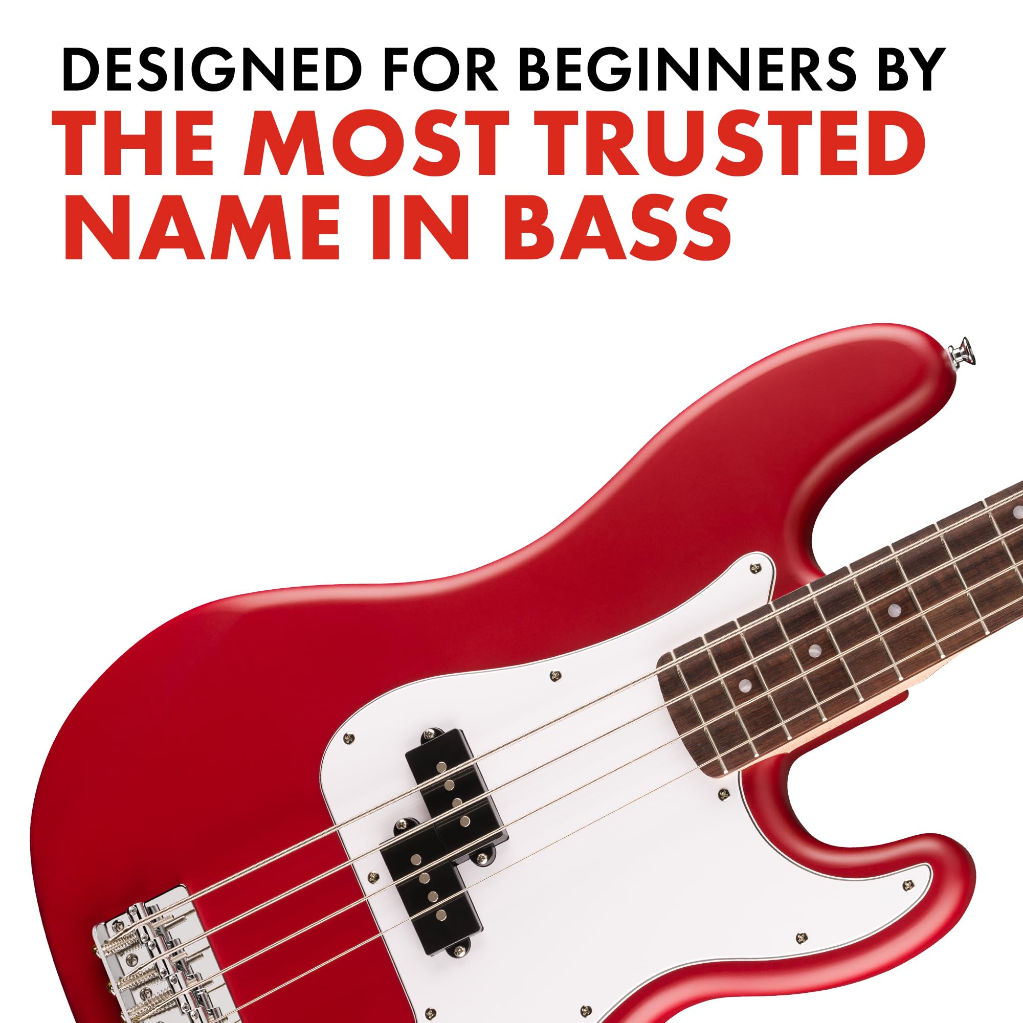 Fender Squier Debut Series Precision Bass Guitar, Beginner Guitar, With 2 Year Warranty, Includes Free Lessons, Dakota Red With