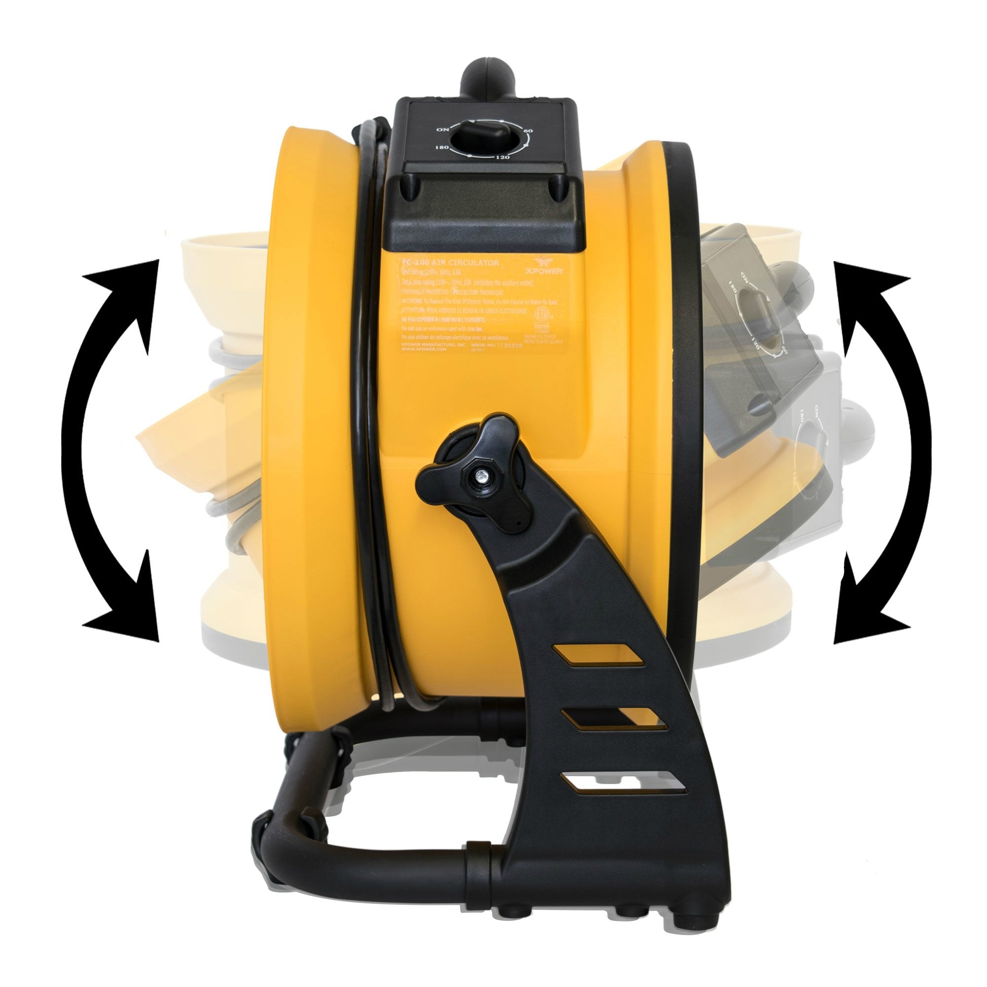 Xpower Fc 100 Heavy Duty Industrial High Velocity Whole Room Air Mover Air Circulator Utility Floor Fan, Variable Speed, Timer,