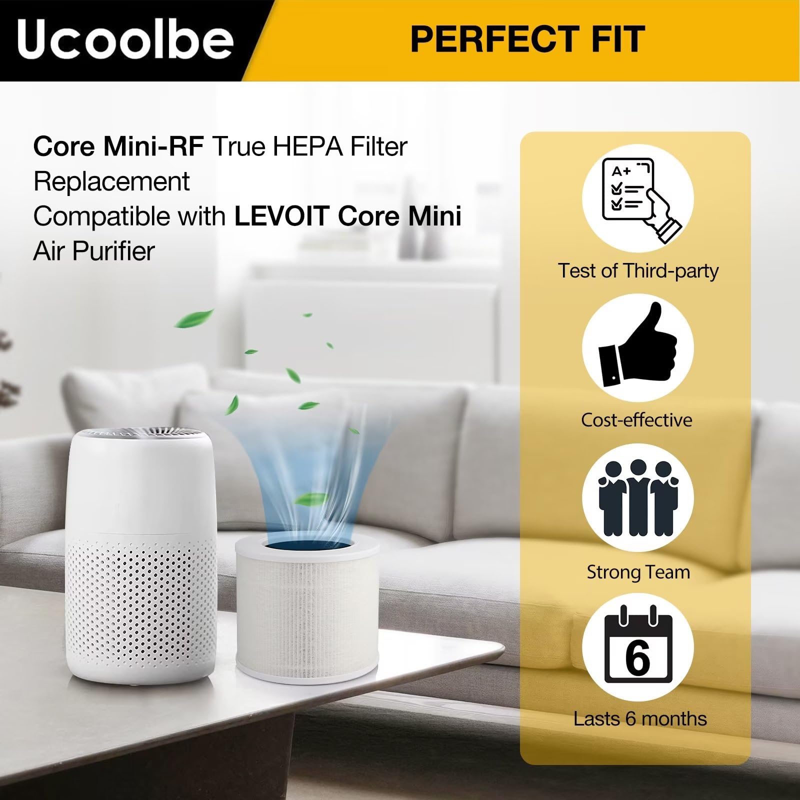 2 Pack Core Mini Replacement Filter For Levoit Core Mini Air Purifiers, H13 True Hepa Filter Replacement, 3 In 1 Premium High Ef