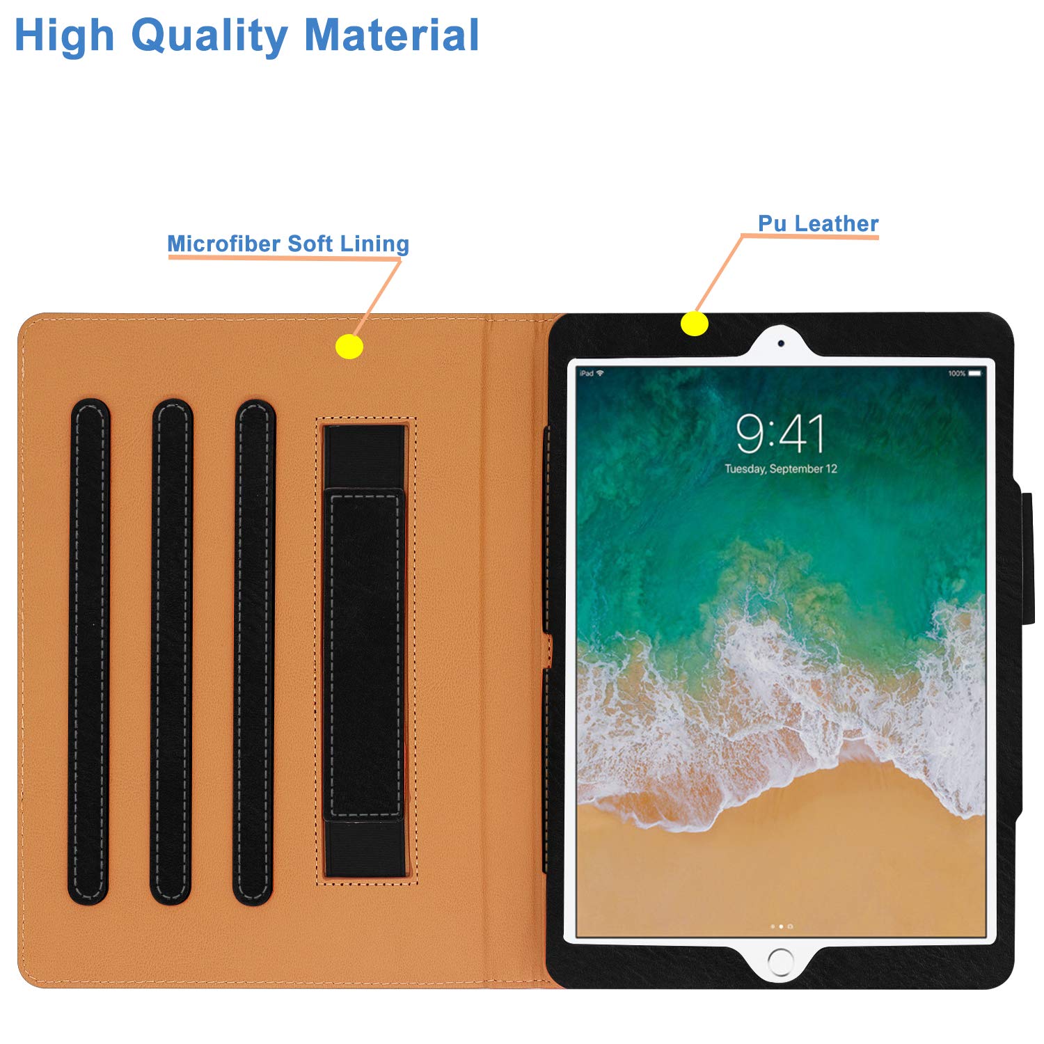 For Ipad 9Th/8Th Generation Case, For Ipad 10.2 Case 2021/2020 With Pencil Holder - Multi-Angle Stand, Hand Strap, Auto Sleep/Wa