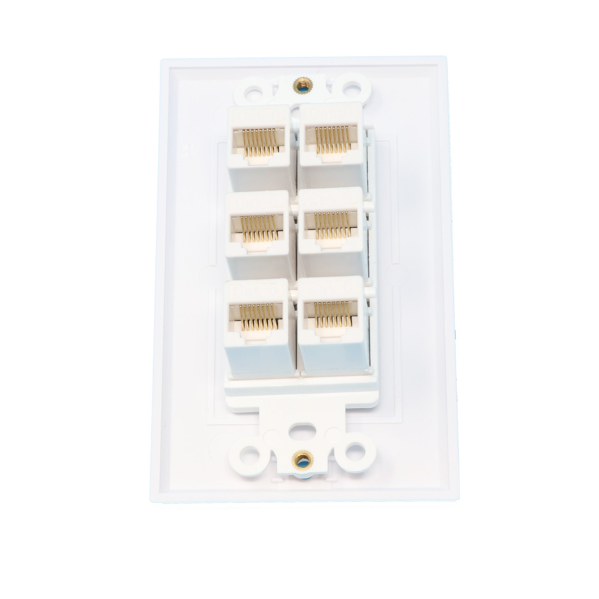 Riteav 1 Gang 6 Port Cat5E Wall Plate Oversized White
