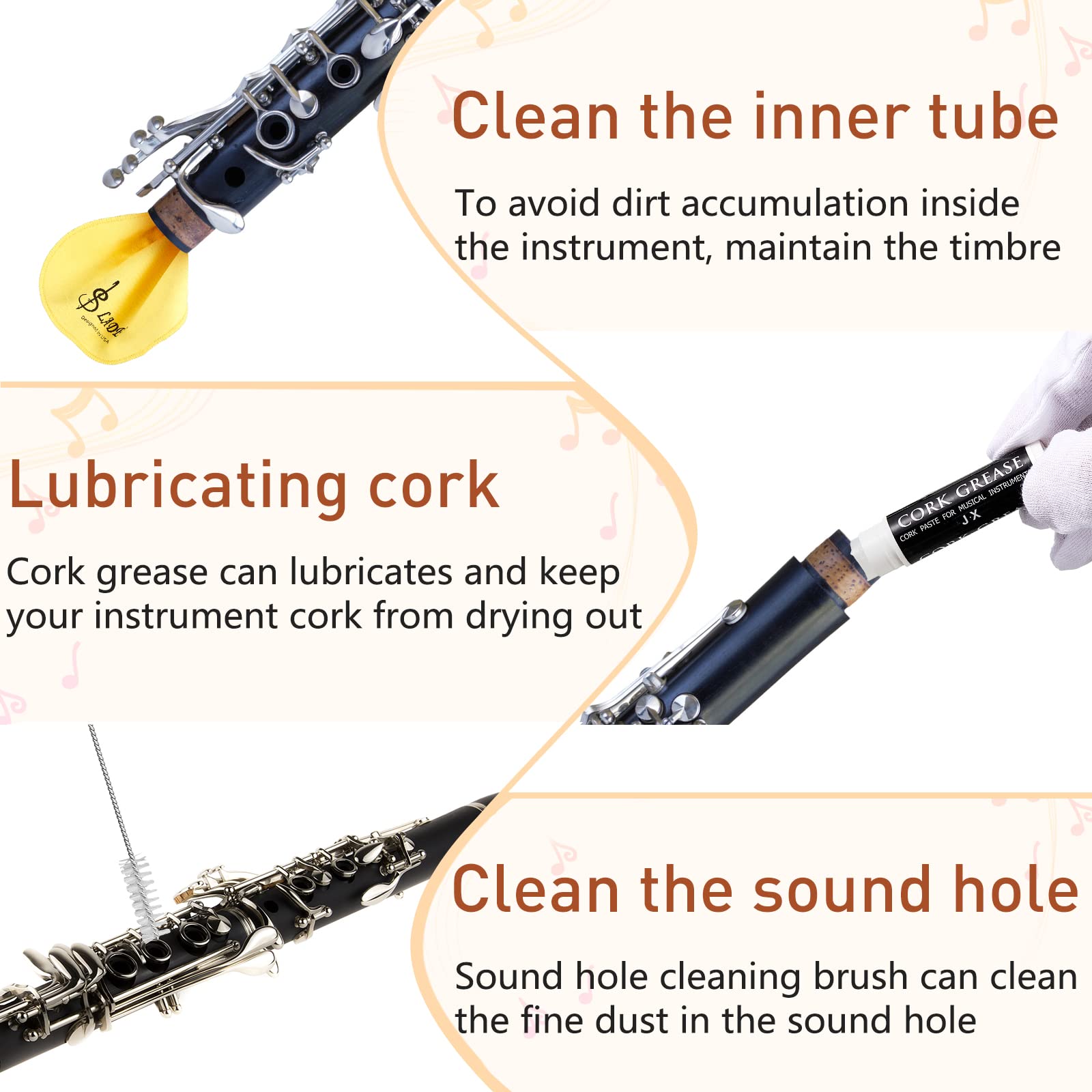 23 Pcs Clarinet Cleaning Kit Clarinet Accessories All In One Clarinet Cleaner Kit With Maintenance Kit Clarinet Swab Clarinet Re