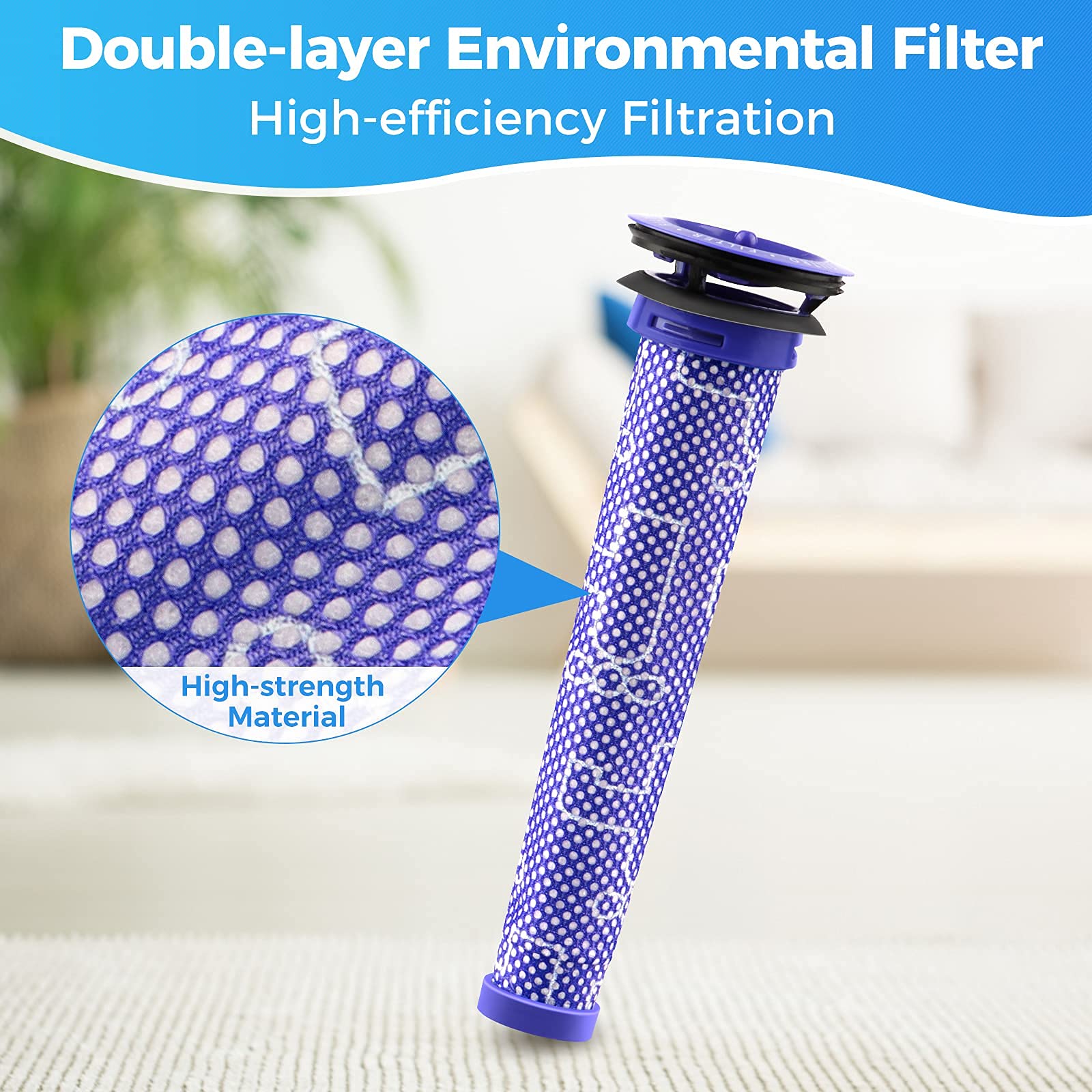 Whekeosh 3 Pack Pre Filters for Dyson V6 V7 V8 - ABS Compatible Replacement, Upgrade Quality