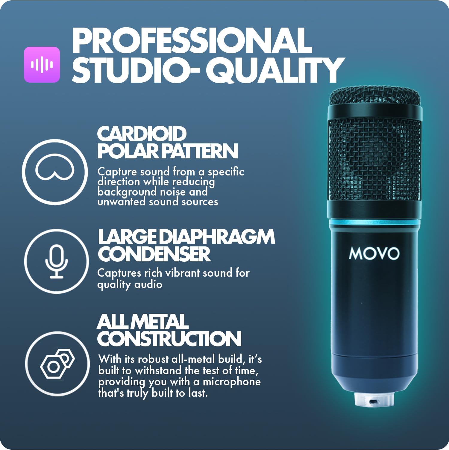Movo Podpak4A 4 Pack Universal Xlr Condenser Microphone Podcast Equipment Bundle For 4   Includes Cardioid Mics, Desk Mount Stan
