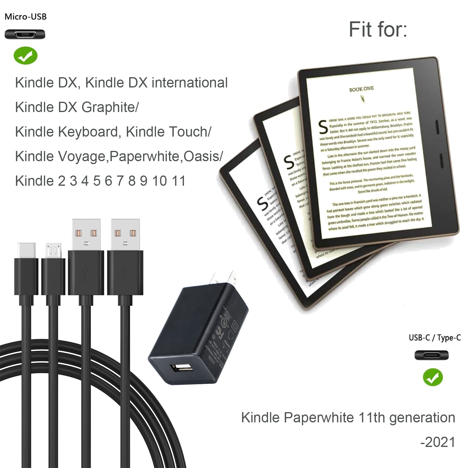 5Ft Fast Charger Intended For Kindle E Reader 2 3 4 5 6 7 8 9 10 11,All New Kindle Oasis,Voyage,Paperwhite,Kindle Kids Edition