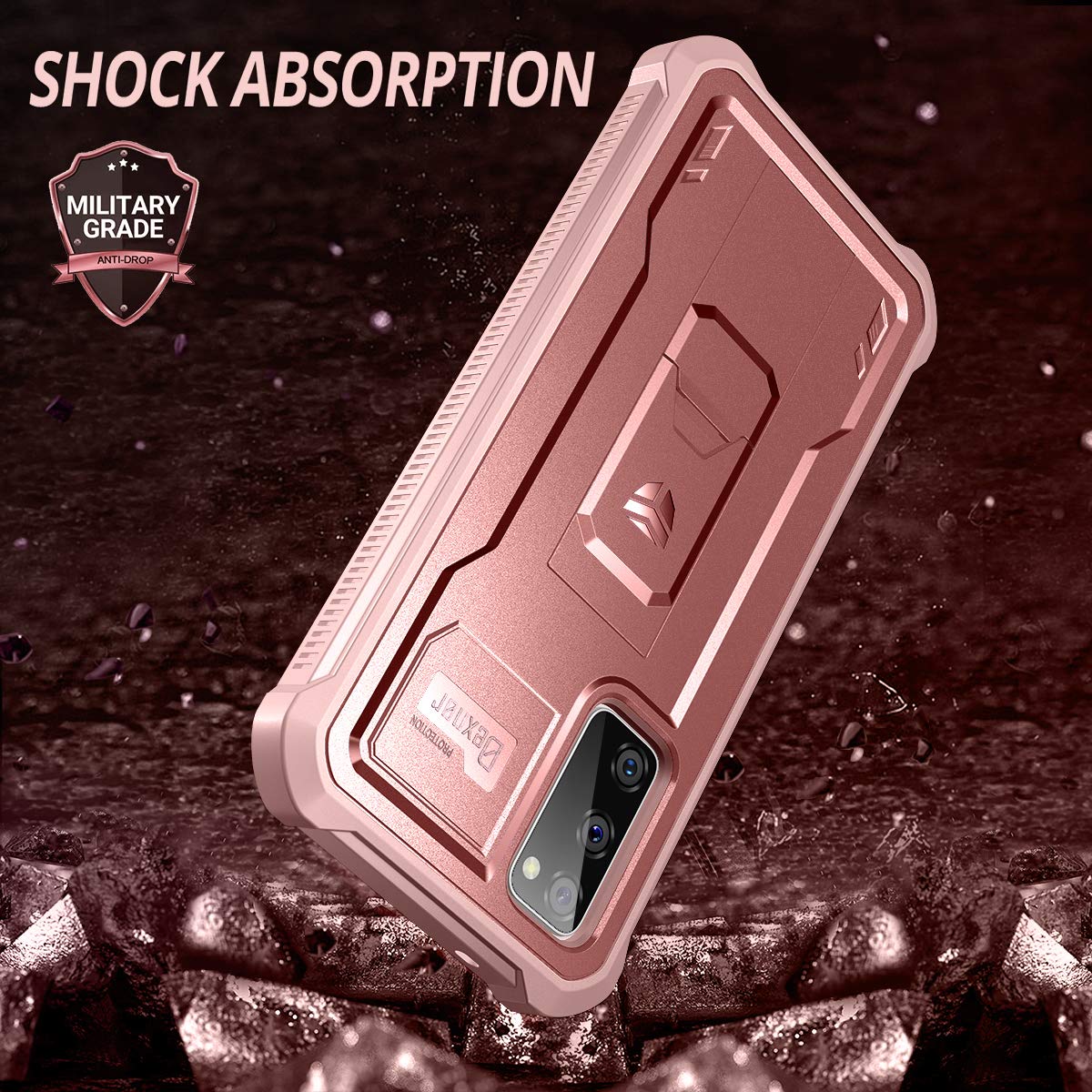 Dexnor For Samsung Galaxy S20 Fe Case, [Built In Screen Protector And Kickstand] Heavy Duty Military Grade Protection Shockproof