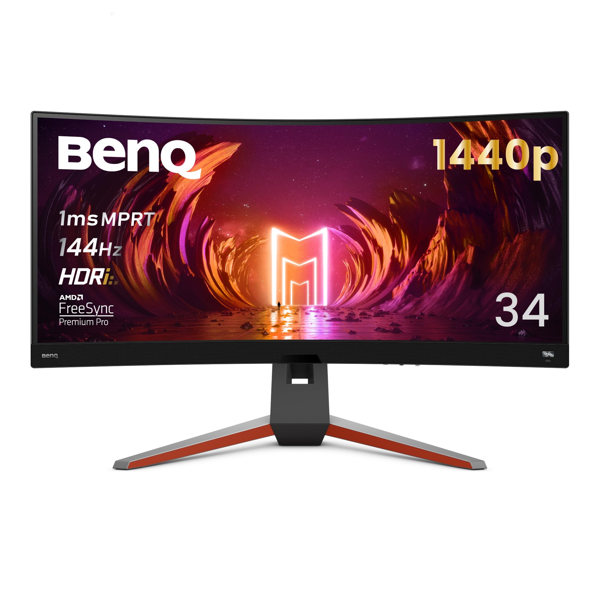 Benq Mobiuz Ex3410R Curved Gaming Monitor 34'' 2K 1440P 144Hz 1Ms W/Remote | Hdri | 1000R | Color Optimizer | Freesync Premium P
