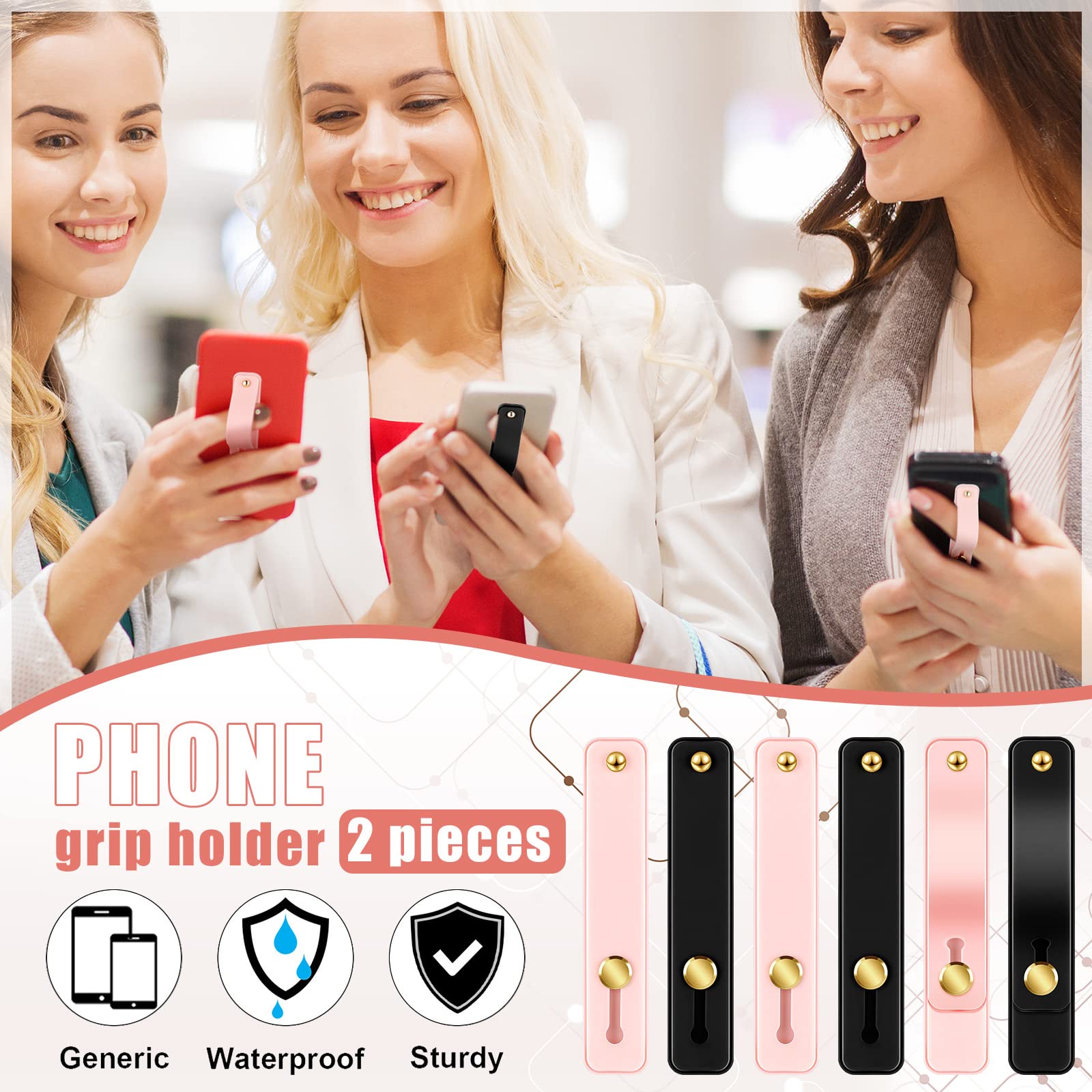 Weewooday 6 Pieces Phone Grip Holder Cell Phone Grip Strap Telescopic Phone Finger Strap Stand Universal Finger Kickstand For Mo