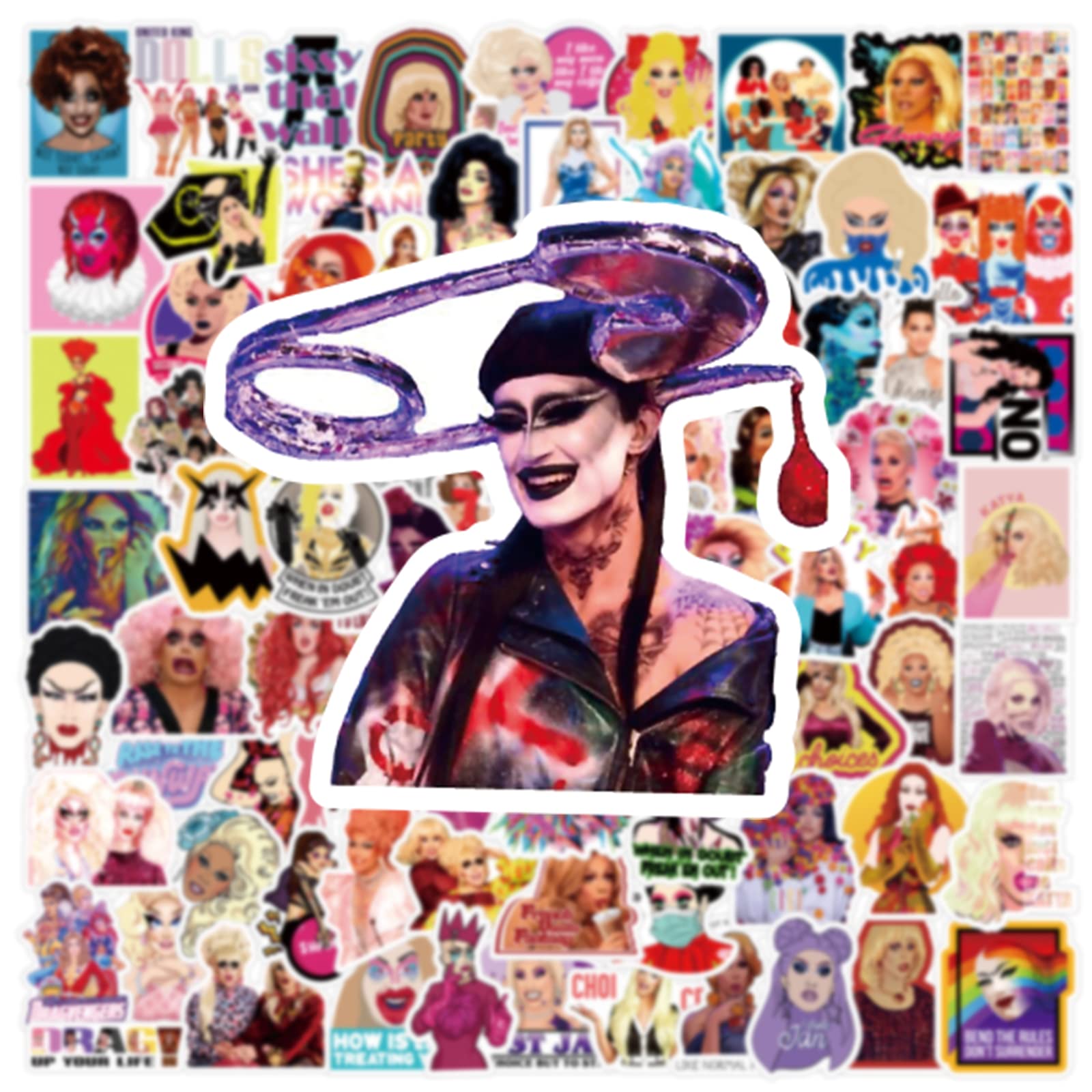 100Pcs Rupaul'S Drag Race Stickers Pack, Funny Reality Show Aesthetic Vinyl Waterproof Stickers For Water Bottles,Laptop,Skatebo