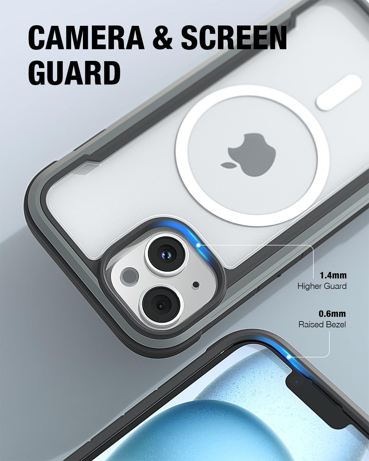 Raptic Shield Magnetic For Iphone 15 Case, Compatible With Magsafe, Shockproof Protective Clear Case, Military Grade 10Ft Drop T