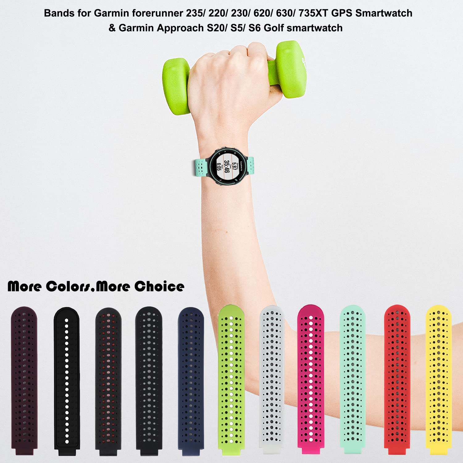 Replacement Smart Wrist Watch Accessory Band Strap For Garmin Forerunner 220/230/235/620/630/735Xt/235Lite Free Size 5.11-8.46