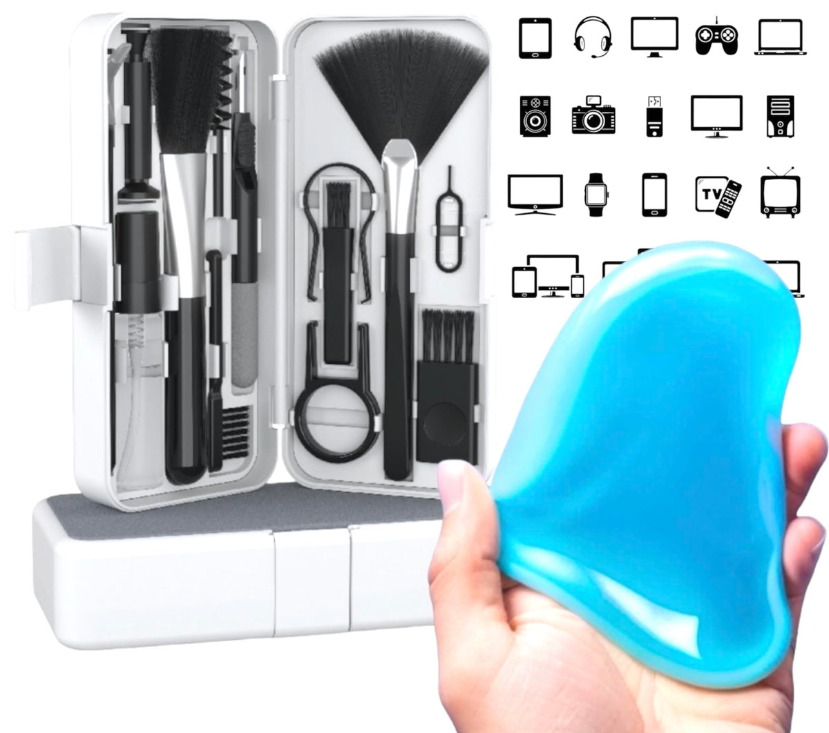 Immacukit 18-In-1 Electronic Device Cleaning Kit With Magic Cleaner Gel -Use On Phone, Earbuds, Laptop, Keyboard, Smart Watch, T