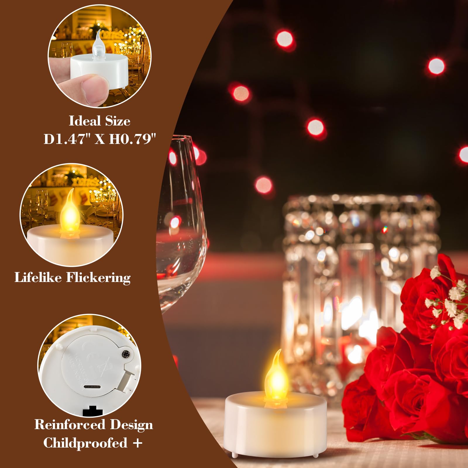 Josu 24Pcs Led Votive Tealight With 2/4/6/8 H Timer And Remote, Mini Battery Operated Candles For Wedding Anniversary Tea Theme
