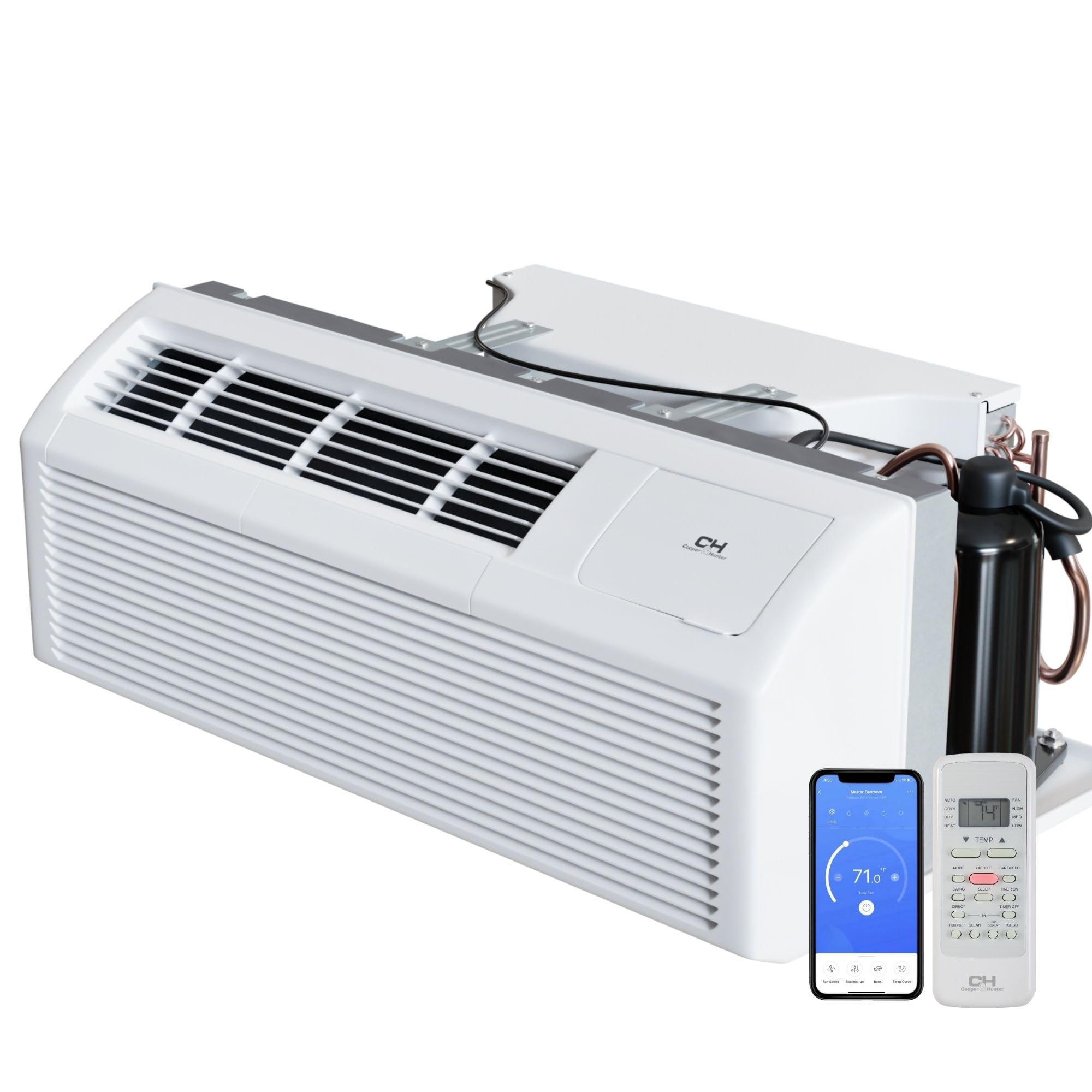 Cooper & Hunter 9,000 BTU PTAC Packaged Terminal Air Conditioner & Heat Pump - Built-In 3.5kW Electric Heater - Includes Wireles