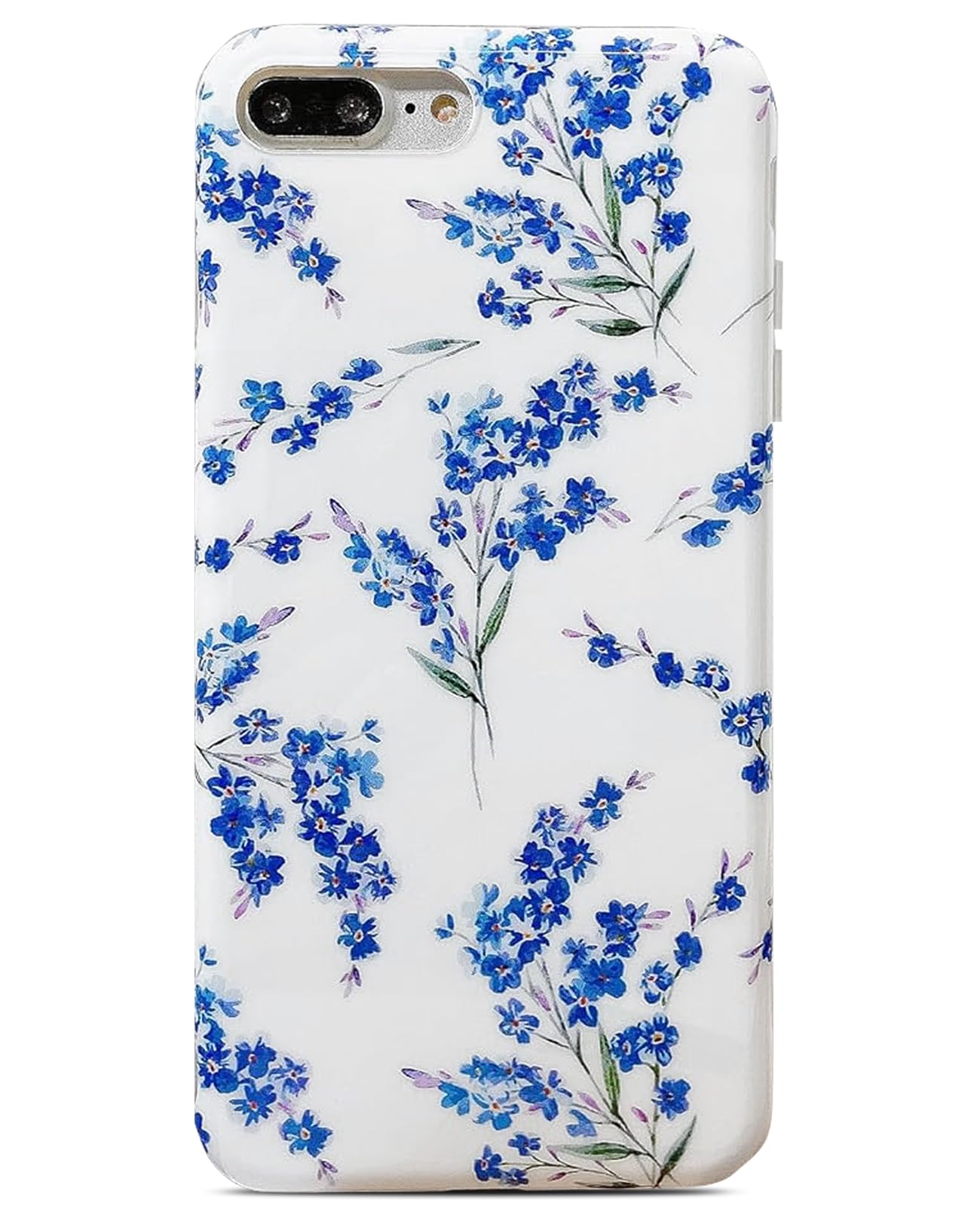 J.west Floral iPhone 8 Plus & iPhone 7 Plus Case 5.5, Soft TPU Flower Pattern Design, Shockproof Bumper for Women & Girls Blue