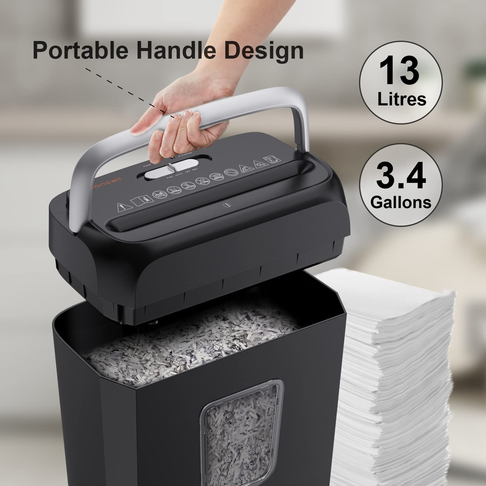 Bonsaii Paper Shredder, 5 6 Sheet Crosscut Shredder For Home Use, 3.4 Gals Wastebasket