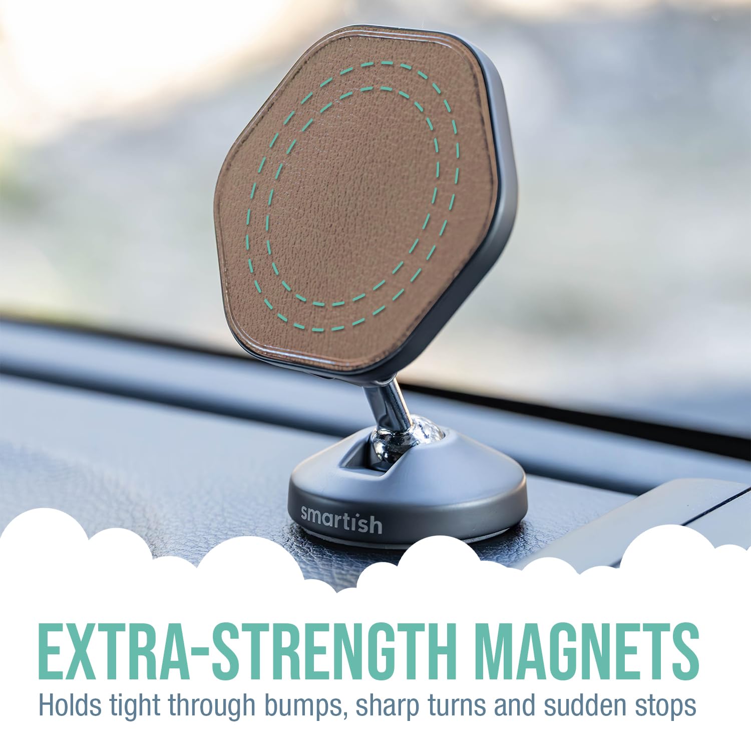 Smartish Magsafe Car Mount - Mountaineer - Compatible W/Apple Iphone 16/15/14/13/12 - Magnetic Stick On Adhesive Phone Holder -