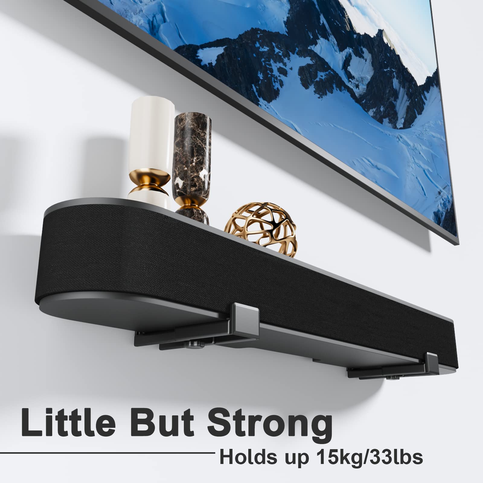 PUTORSEN Soundbar Mount, Universal Dual Soundbar Wall Mount for Most of Soundbars, Hold up to 33 lbs, Depth Adjustable 3.5� 6.1� Sound Bar Mount, Black