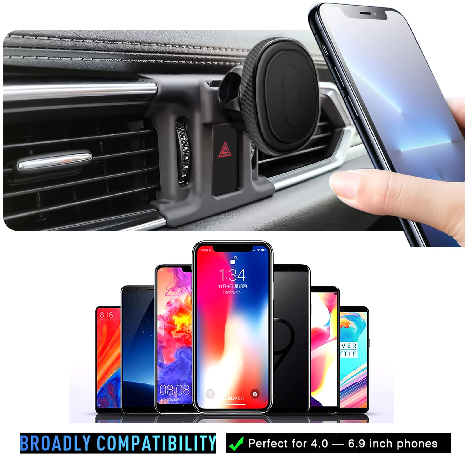 Mengfly Car Phone Holder, Magnetic Air Vent Mount for Mazda CX-5 (2017-2024), Compatible with iPhone & Samsung, Black