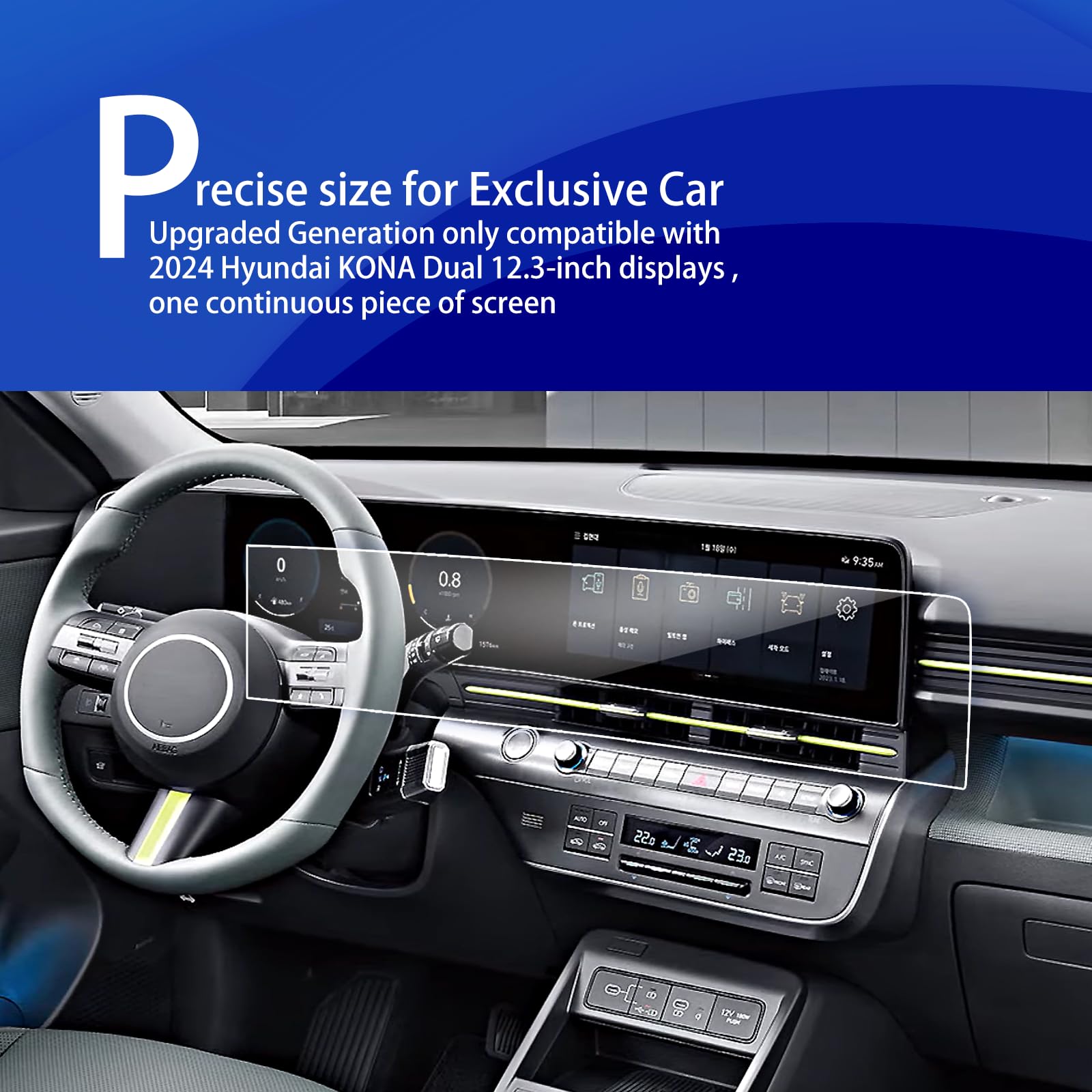 Xxciwp 2024 Hyundai Kona Screen Protector For 2024 Hyundai Kona N Line/Limited Dual 12.3Inch Plastic Screen Protector Hd Touchsc