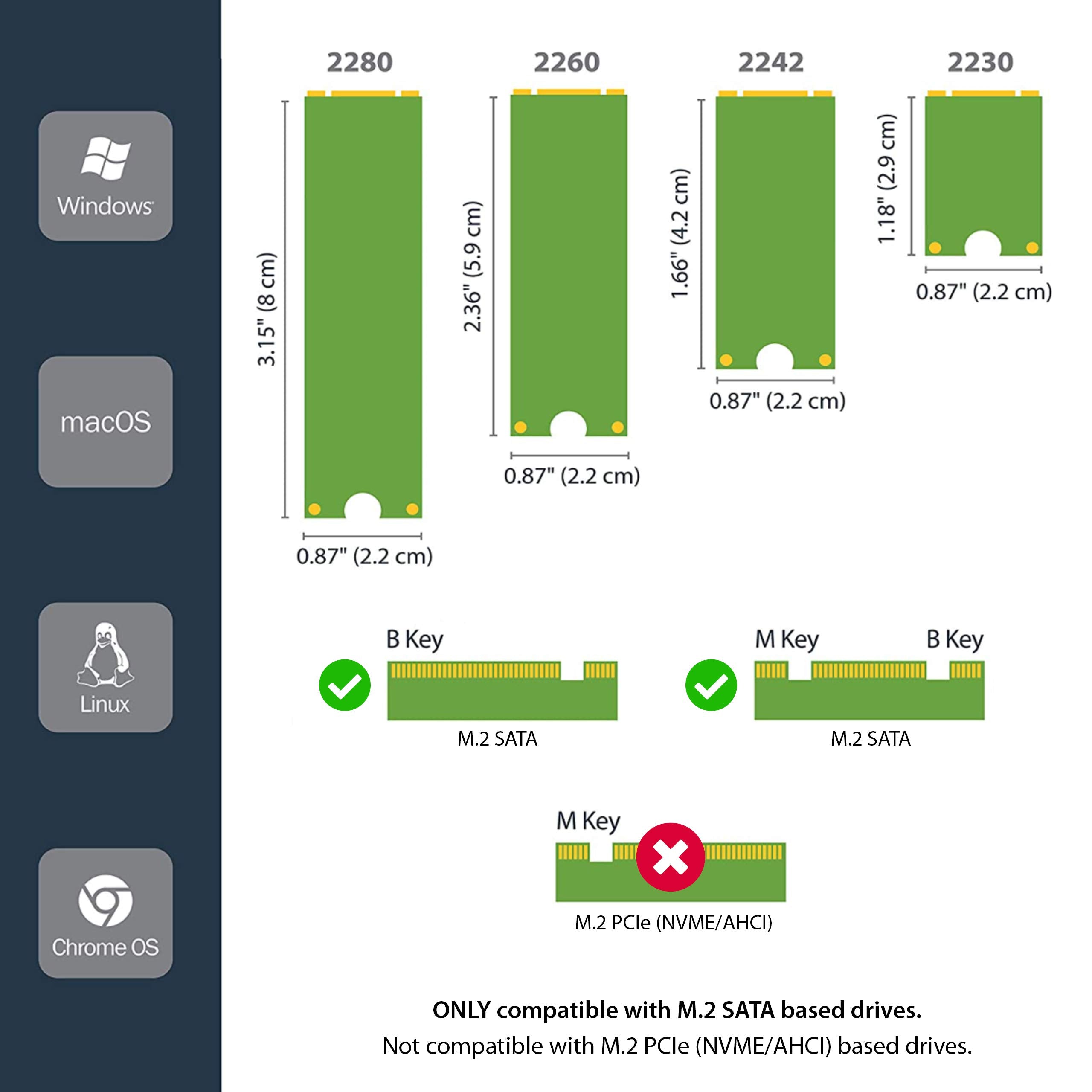 Startech.Com M.2 Sata Ssd To 2.5In Sata Adapter   M.2 Ngff To Sata Converter   7Mm   Open Frame Bracket (Sat32M225)