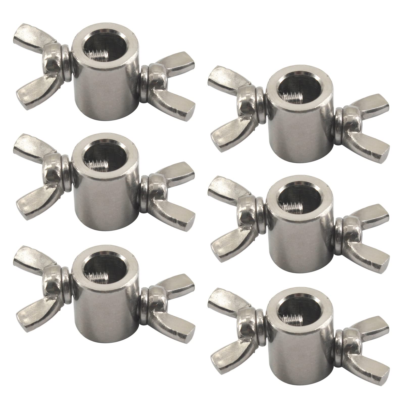 (6 Pieces) M6 Hand Twist Wire Rope Clamp 304 Stainless Steel Cable Clip With Wing Bolt