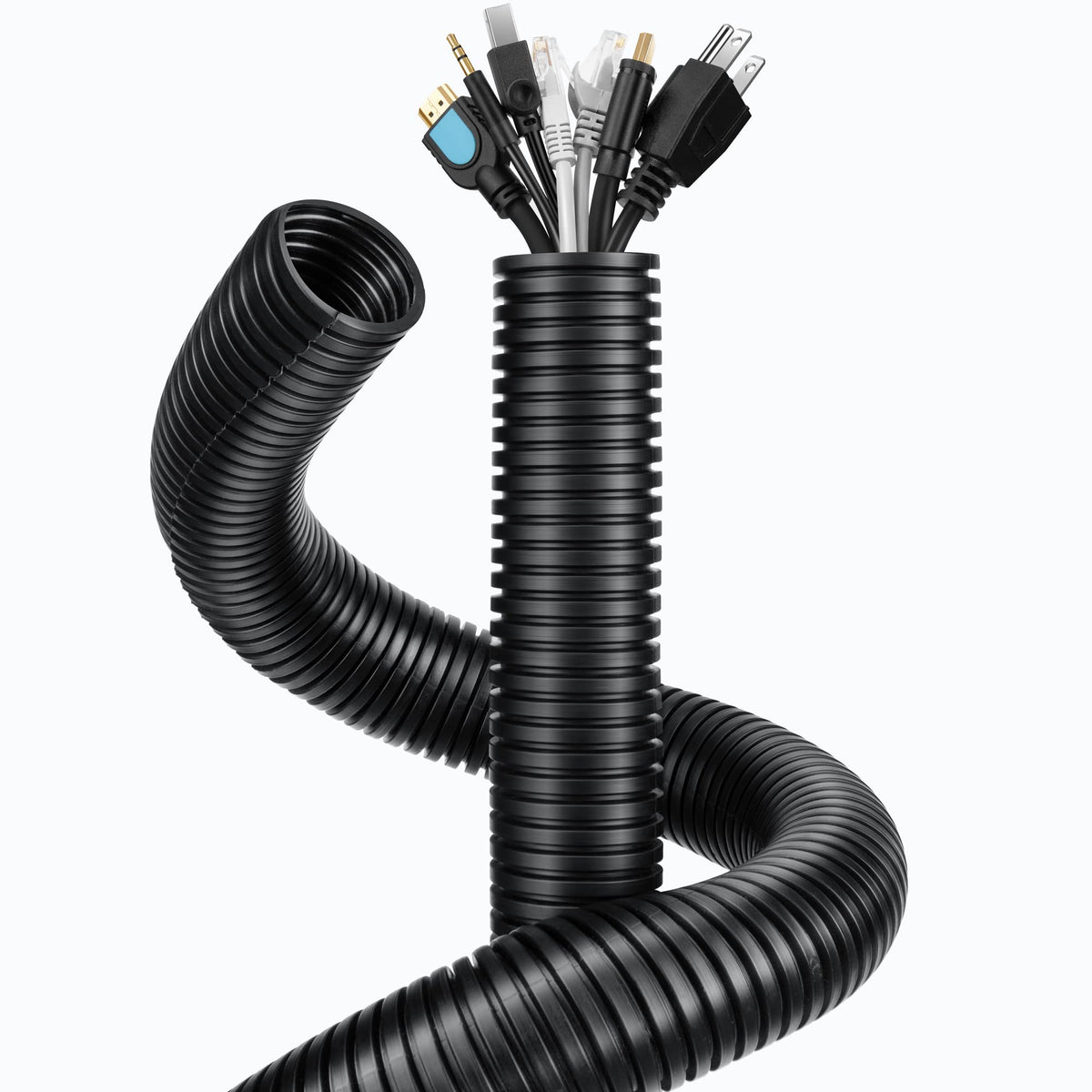 Wire Loom 5/8 Inch 10Ft, Yclyc Split Loom, Outdoor Cord Protector, Flexible Wire Conduit Automotive, Wire Protector Tubing, Blac