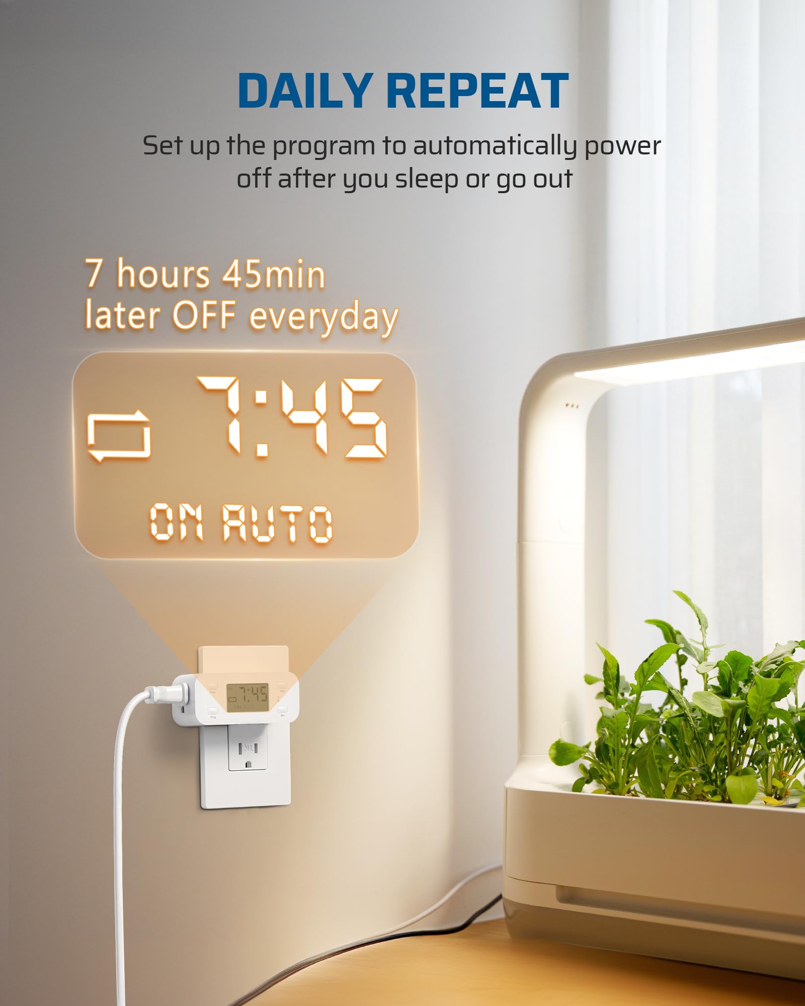 Dewenwils Indoor Countdown Timer Outlet, Digital Timers For Electrical Outlets Indoor With Repeat, Auto Shut Off For Fan, Lights