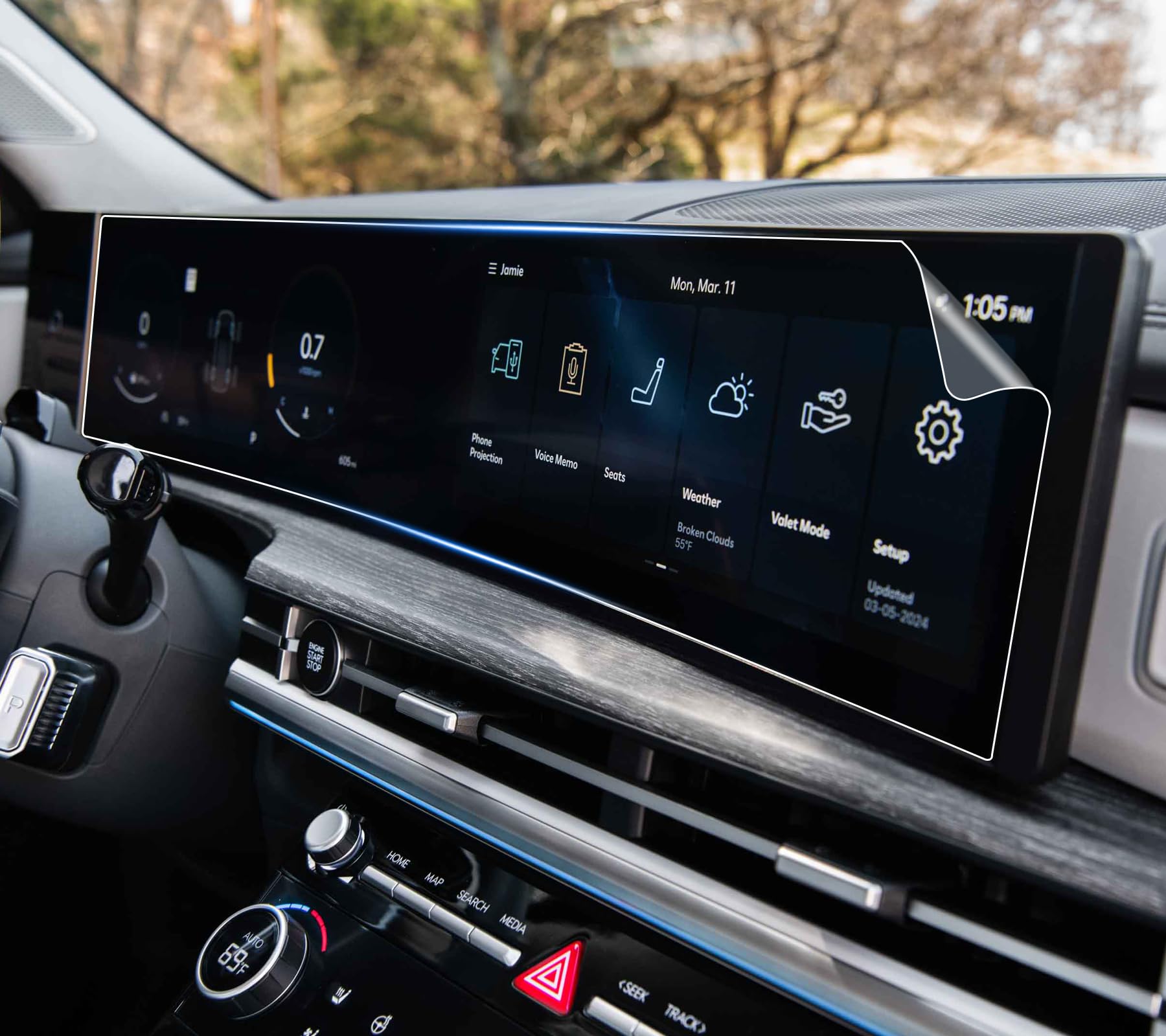 Shaohao For 2024 Hyundai Santa Fe Screen Protector Santa Fe Accessories 2024 Santa Fe (Se, Sel, Xrt, Limited, Calligraphy) 12.3 Inch Center Control Screen Hd Clear Dual Screen Protective Film 2Pcs