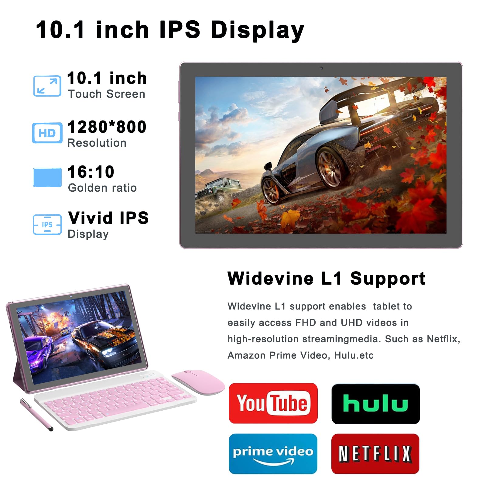 Android 15 Tablet, 10 Inch 18Gb Ram+128Gb Rom/ 2Tb Expandable Tablet Pc, Quad-Core 2.0Ghz Processor, 1280*800 10  Hd Touch Scree