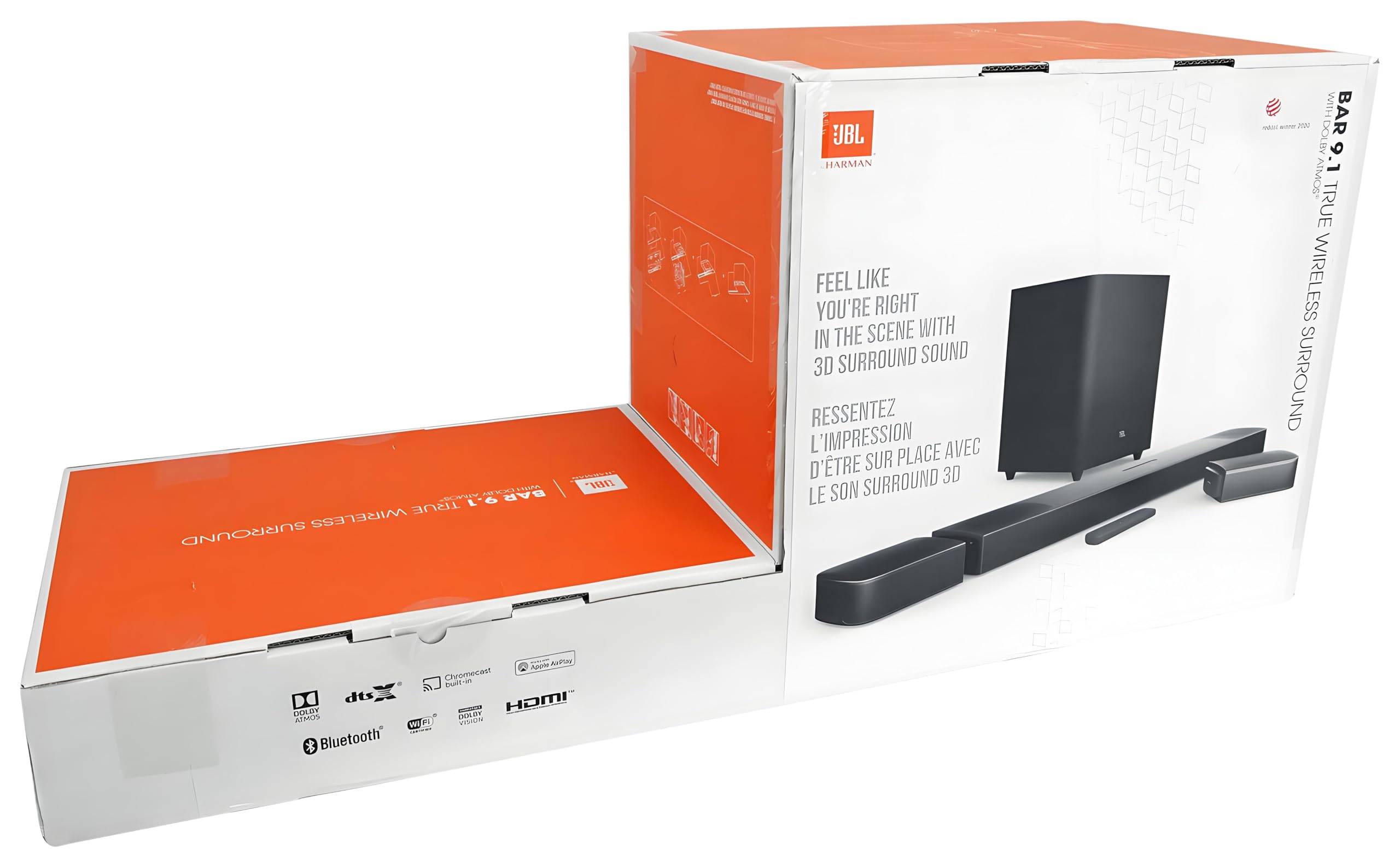Jbl Bar 9.1 Channel 3D Surround Sound Soundbar With Wireless Detachable Rear Speakers - 5.1.4-Channel, Bluetooth, Airplay 2, & C