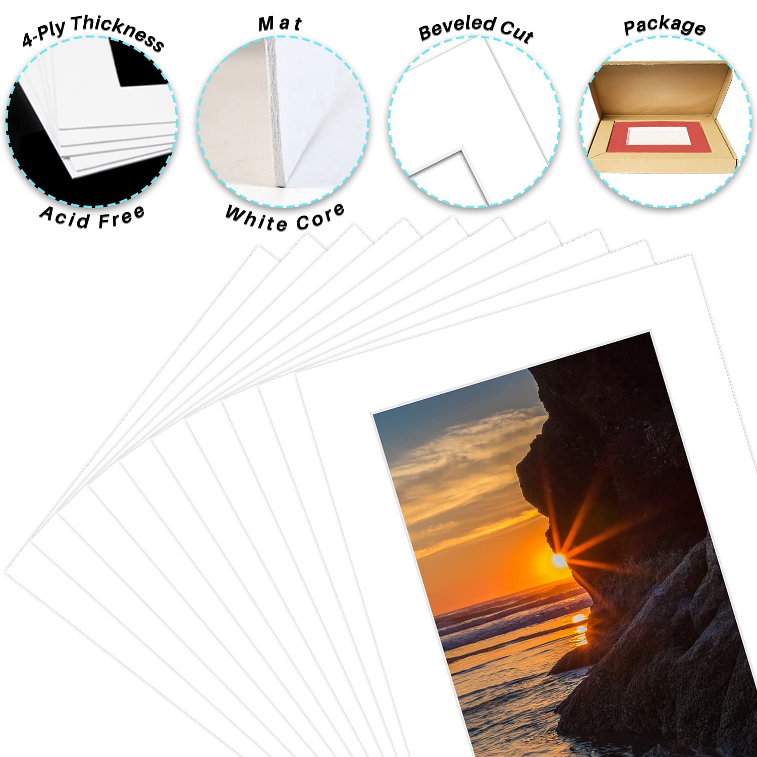 Golden State Art, 4 Ply Thickness 5X7 Photo Mat With 4X6 Opening, Signature Friendly   Great For Weddings, Baby Showers, Birthda