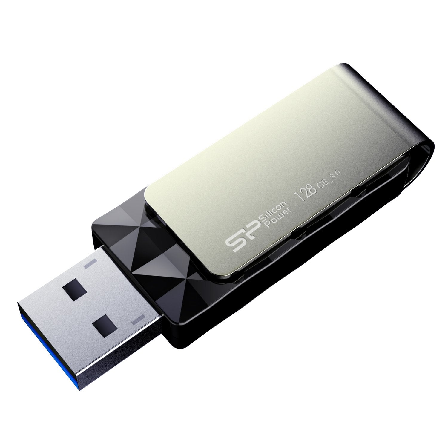 Silicon Power 128Gb Blaze B30 Usb 3.0 Swivel Flash Drive, Black (Sp128Gbuf3B30V1K)