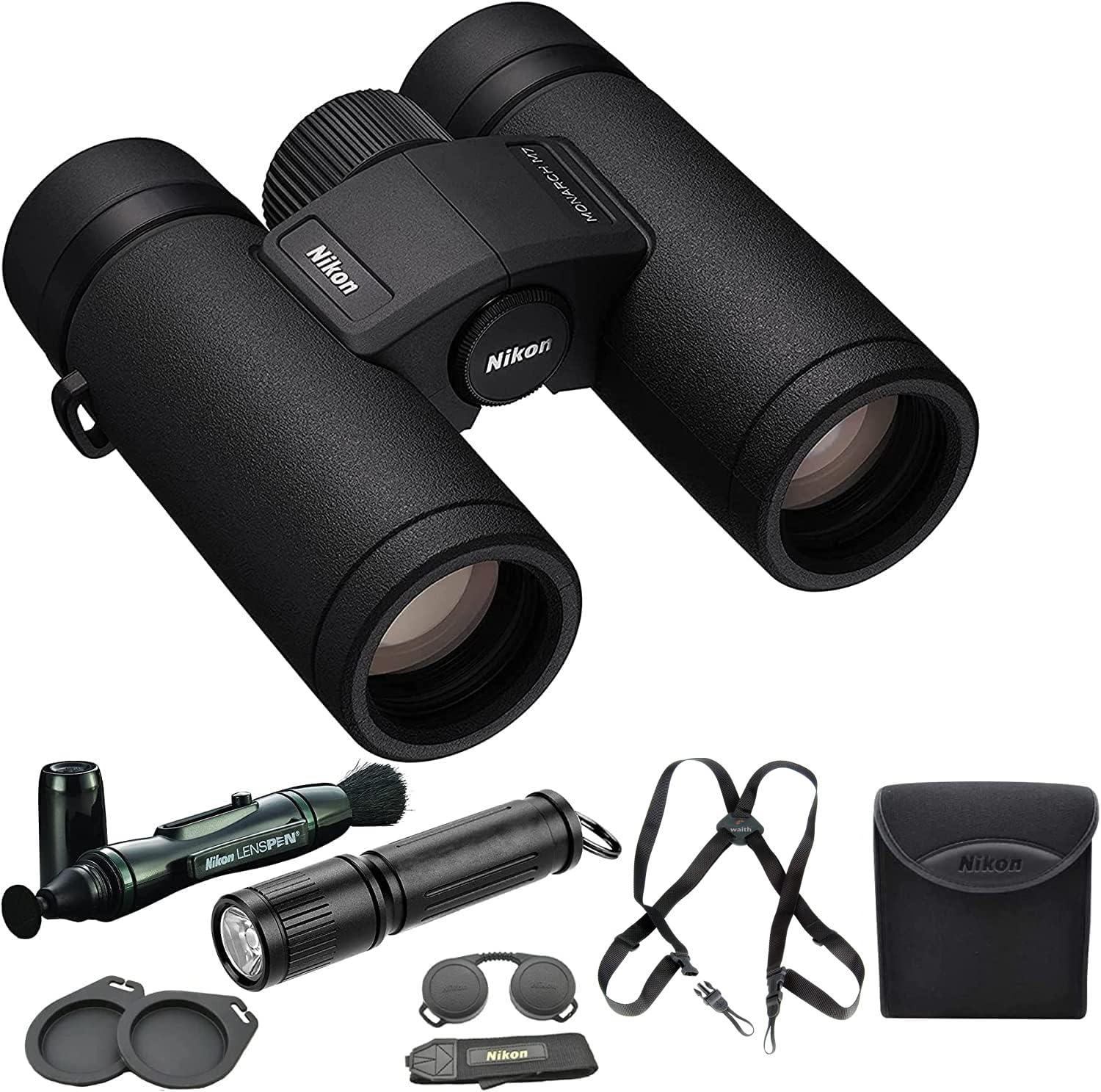 Nikon 16765 Monarch M7 8X42 Binocular With Lens Pen, Harness, & Flashlight Kit