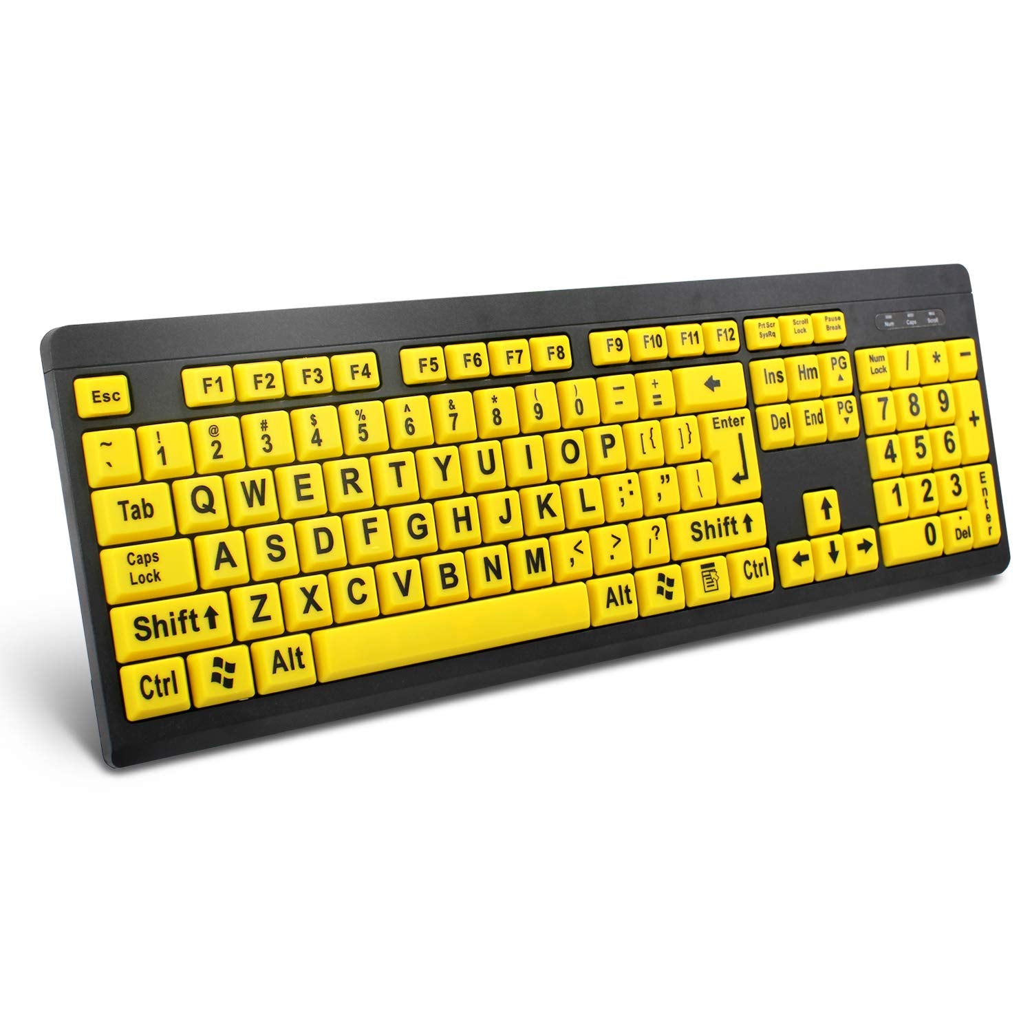Boogiio Large Print Computer Keyboard, Wired Usb High Contrast Keyboard With Oversized Print Letters For Visually Impaired Low V
