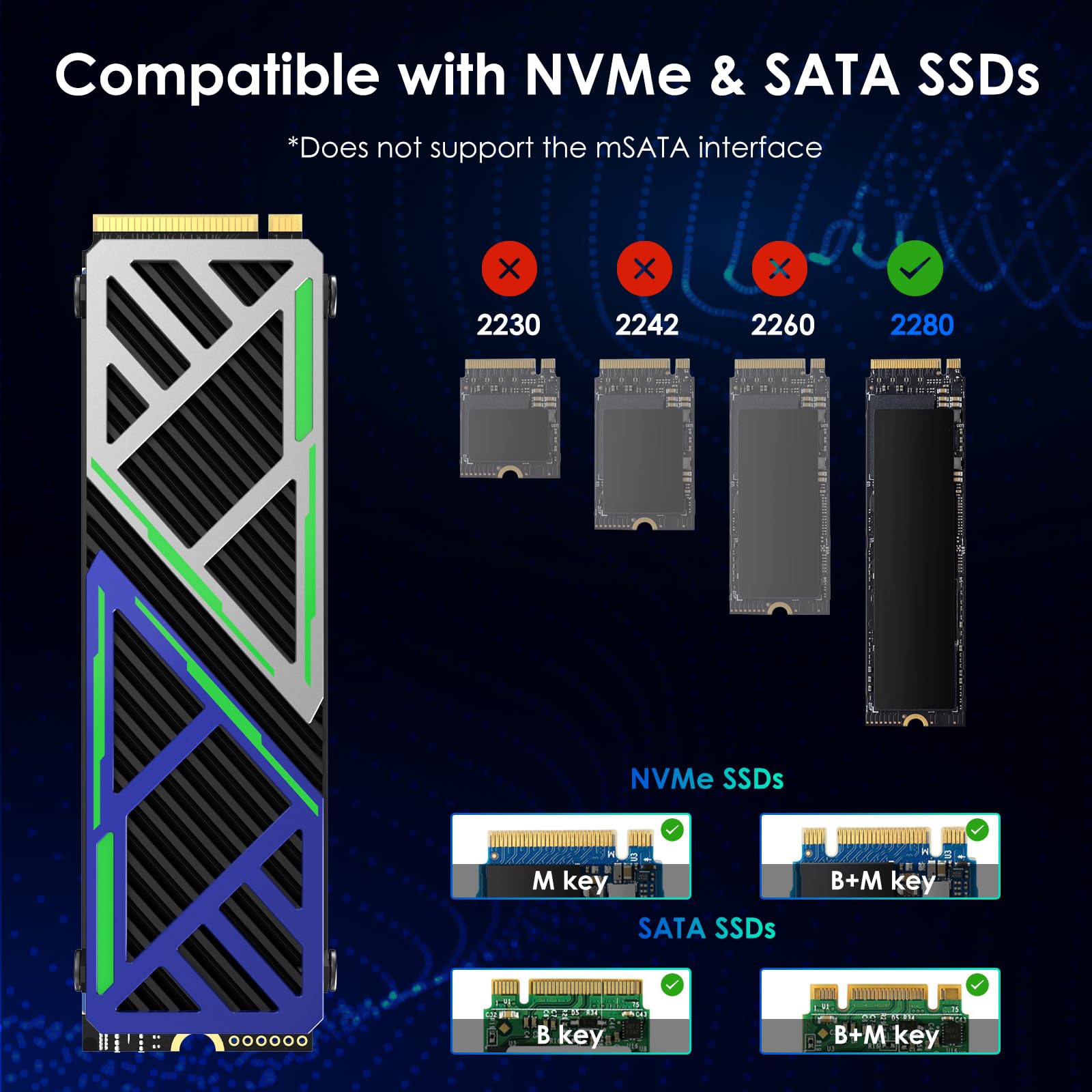 Wavlink Nvme Heatsink 880X, M.2 Heatsink Supporting 2280 Nvme/Sata Ssds For Pc/Ps5/Matx/Mini Atx, High Performance Ssd Cooler Wi