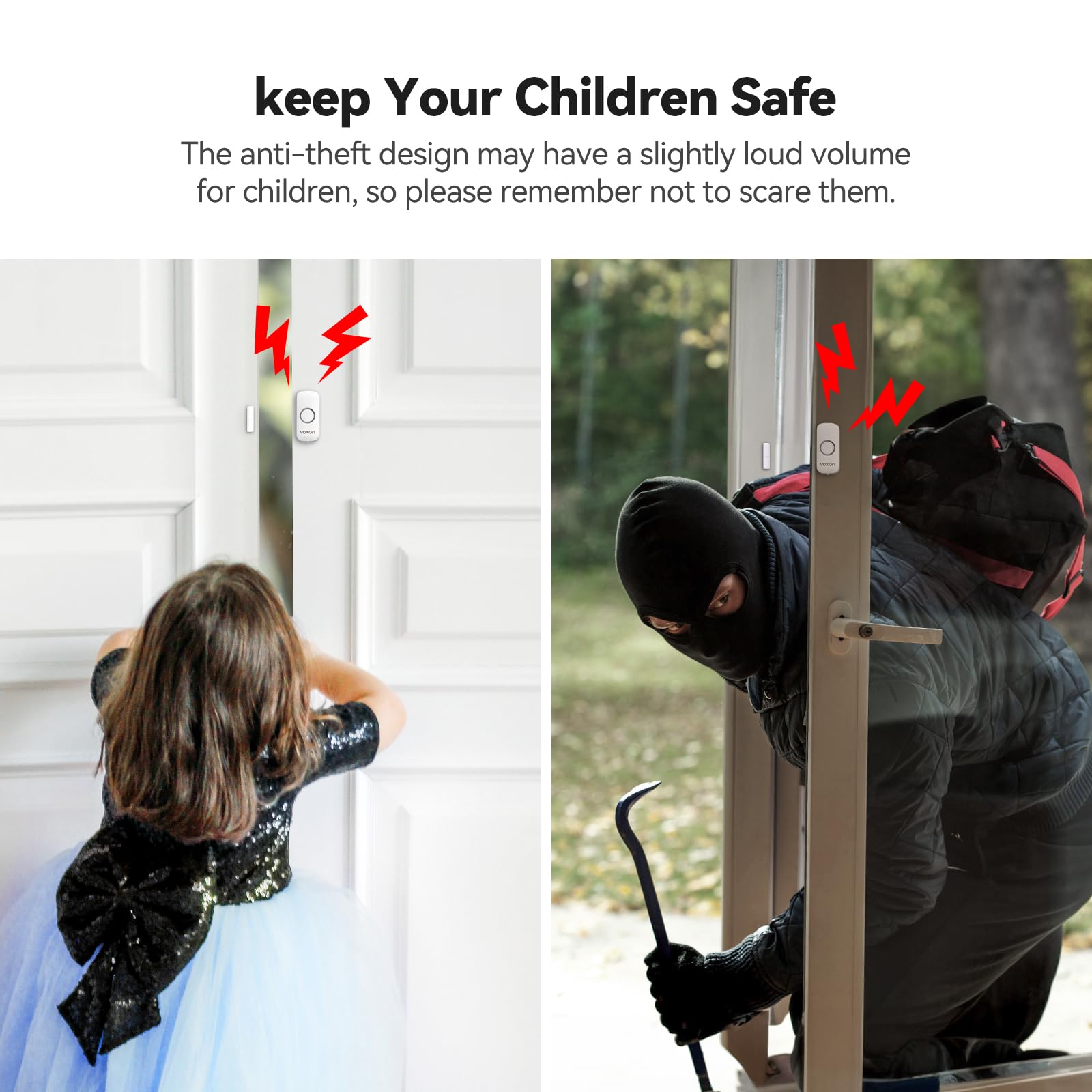 Door Window Alarm For Kids Safety, Voxon Wireless Door Alarm For Home Security Personal Security Window Alarms Sensor Burglar Do