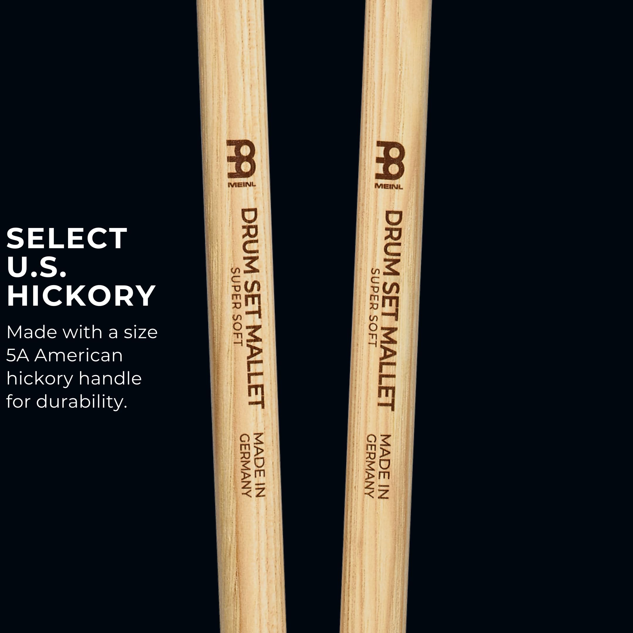 Meinl Stick & Brush Drum Set Mallets With Super Soft Felt Head & 5A American Hickory Handle Made In Germany (Sb400)