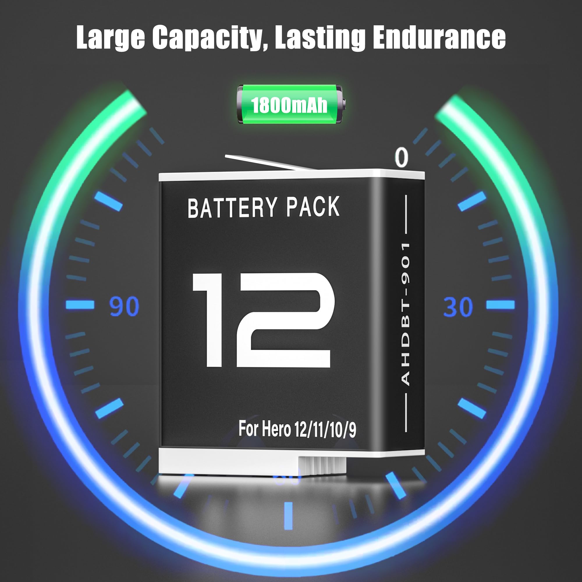 Dongni Hero 12 Battery Replacement For Gopro Hero 12 Hero 11 Hero 10 Hero 9 Black Camera 2 Pack And 3 Channel Usb Battery Charge