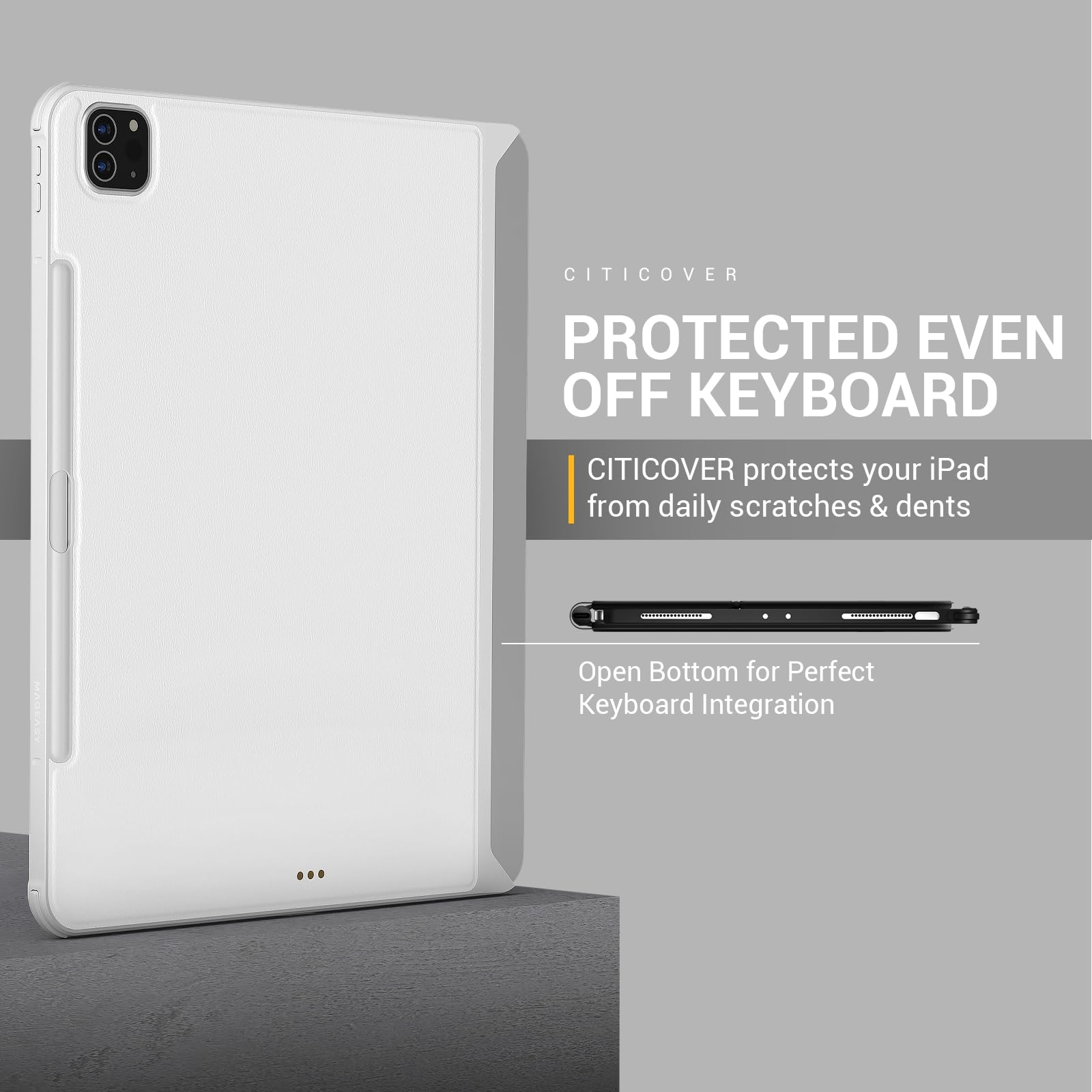 Mageasy Citicover For 2024 M2 Ipad Air 11'' Case With Pencil Holder   Compatible With Magic Keyboard, Premium Vegan Leather, Fit